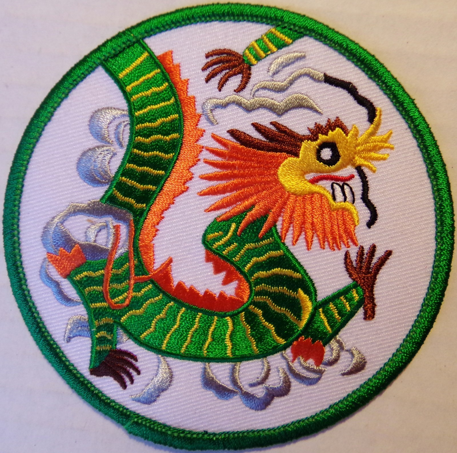 CHINESE DRAGON PATCH -  4 INCH FIRE BREATHING - EMBROIDERED VEST PATCH