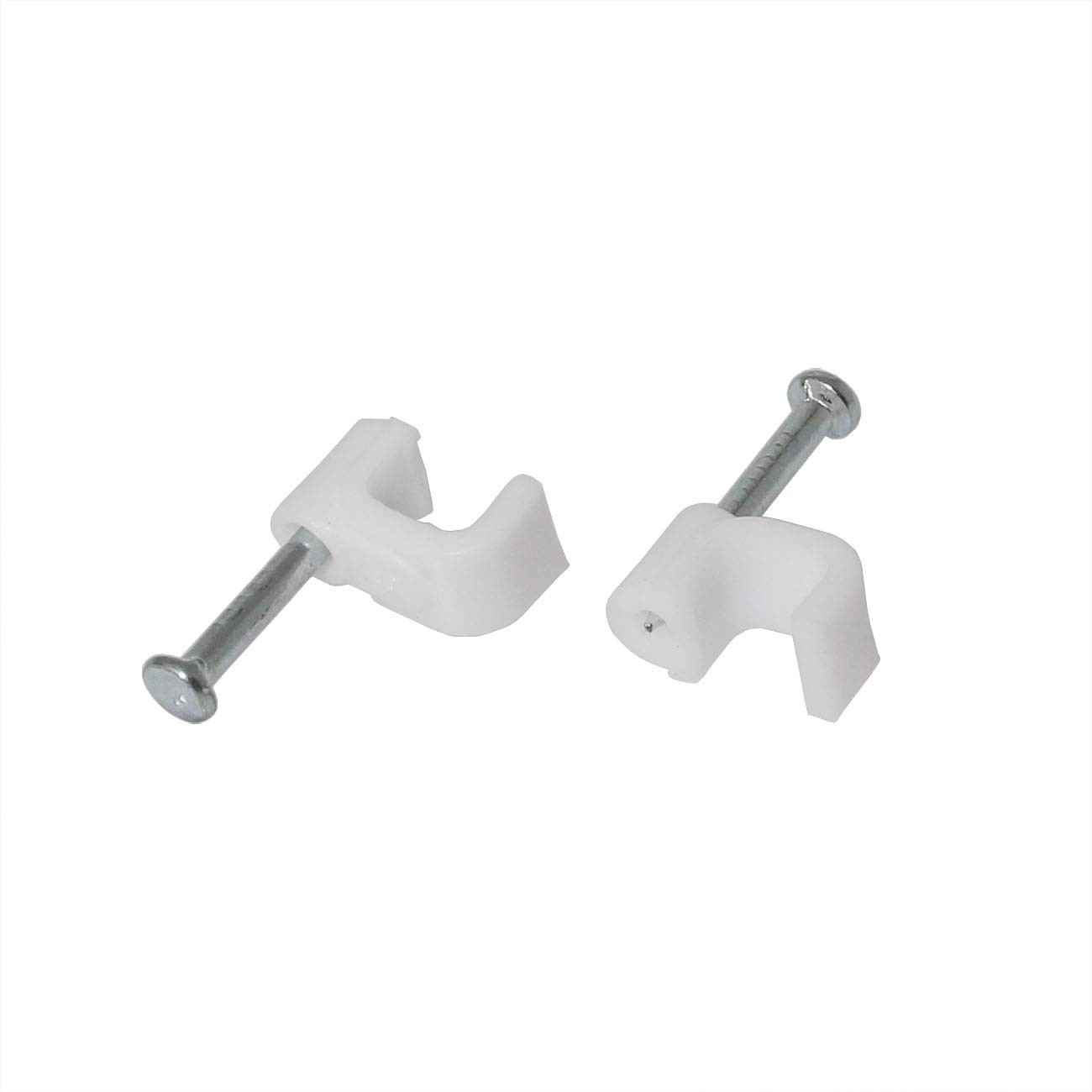 RuiLing 200-Pack 6mm Square Nail-in Cable Clips - Carbon Steel 6mm, White
