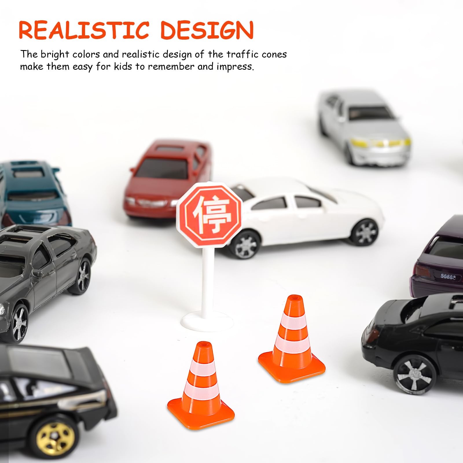 14Pcs Mini Traffic Cones Small Cones Tiny Simulation Road Parking Signs Plast...