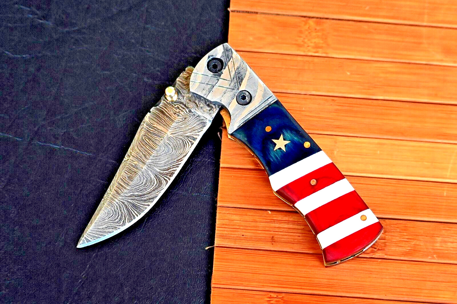 CUSTOM HAND MADE FORGE DAMASCUS STEEL FOLDING BLADE POCKET KNIFE  2574