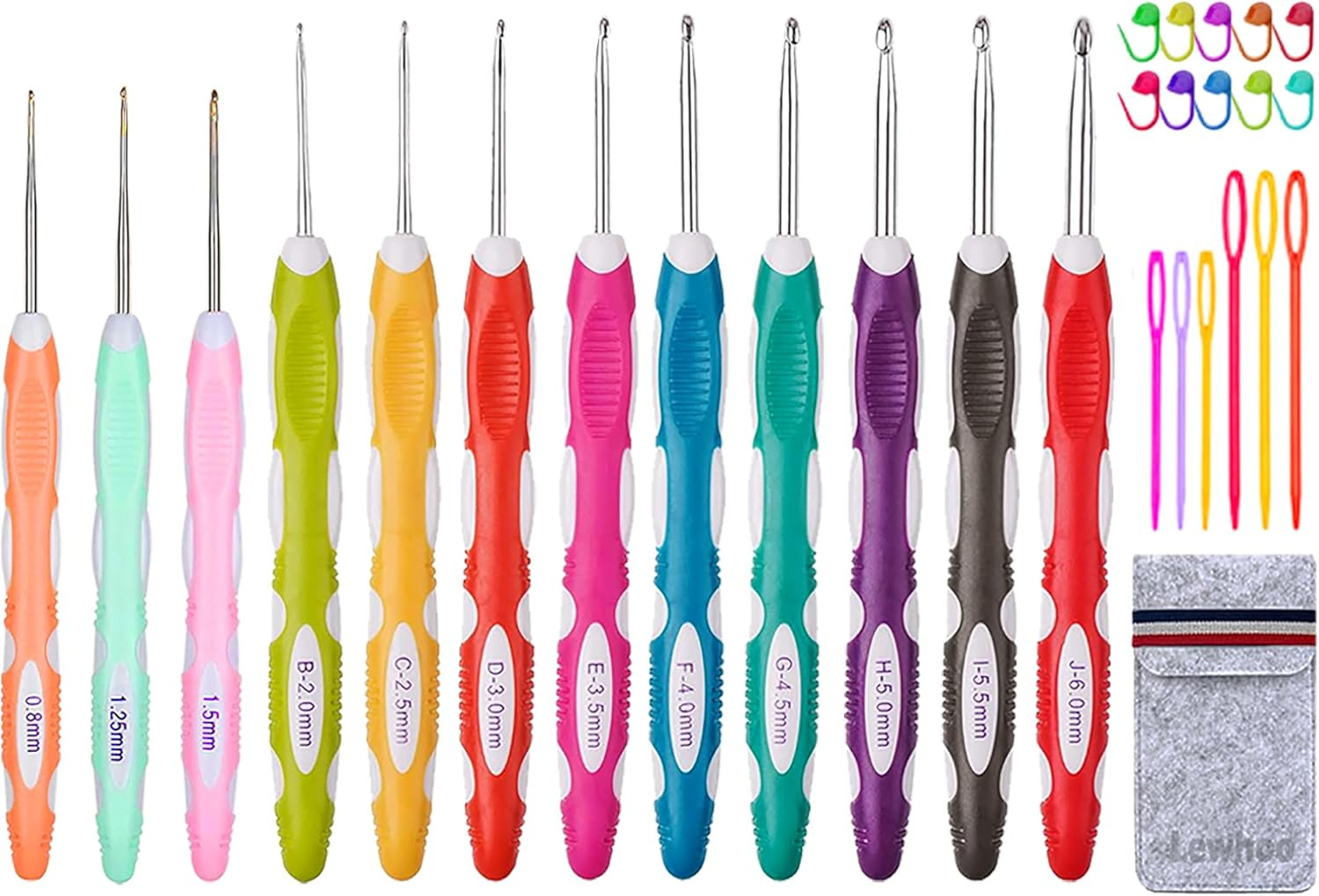 Ergonomic Crochet Hooks Set with Case, 12PCS Crochet Hooks for Arthritic Hands,