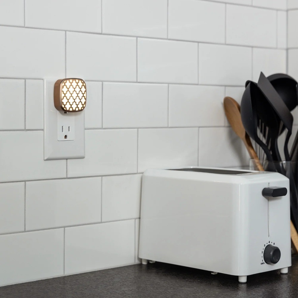 Moroccan Style LED Night Light Light Sensing Bronze Finish 2 Inch 0.75 Inch