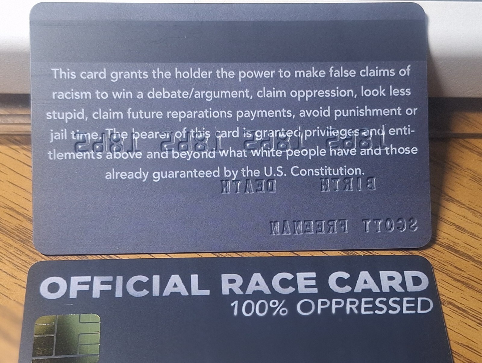 RACE CARD Gag Credit Card