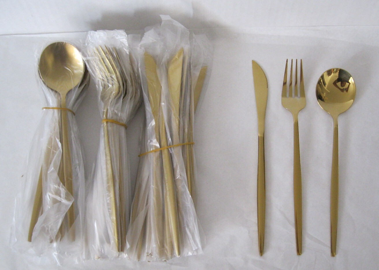 New 60 Piece Silverware Set for 20, Stainless Steel Flatware Set, Gold Tone