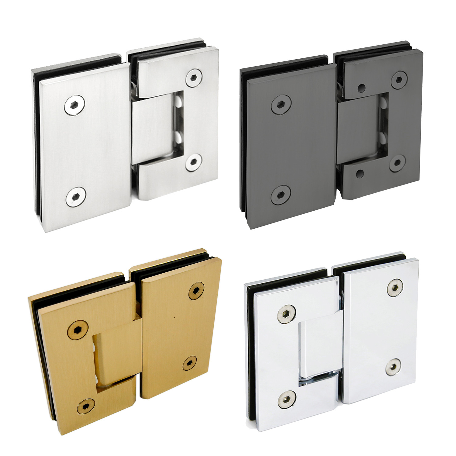 180 Degree Geneva Glass to Glass Shower Door Hinge for 3/8" or  1/2" Thick Glass