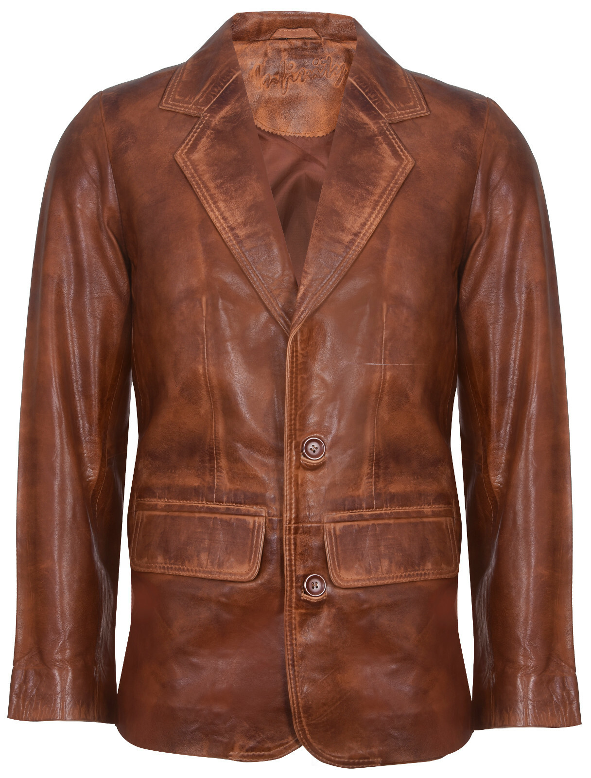 Men's Tan Genuine Leather Blazer Soft Real Italian Tailored Vintage Jacket Coat