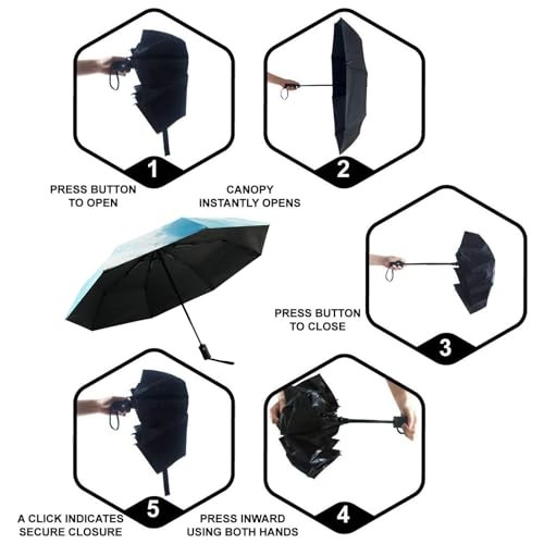 SY Compact Travel Umbrella Windproof Auto Open 8-Rib