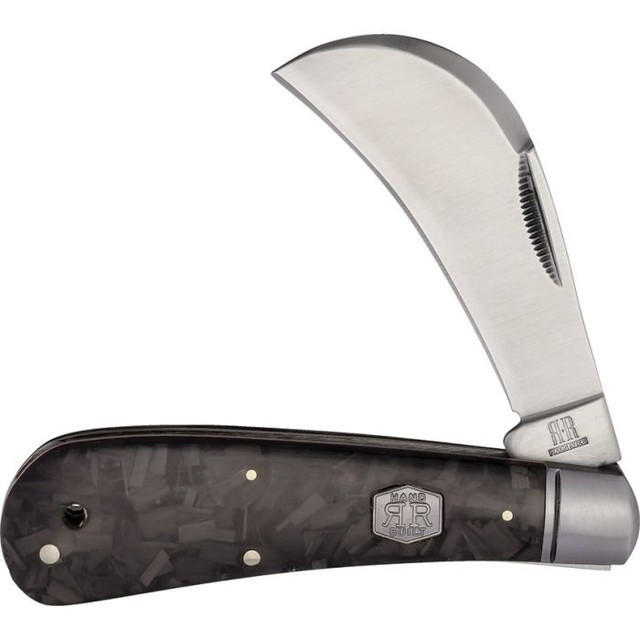 Hawkbill pocket knife Black Midnight Ice handles with Shield Rough Ryder