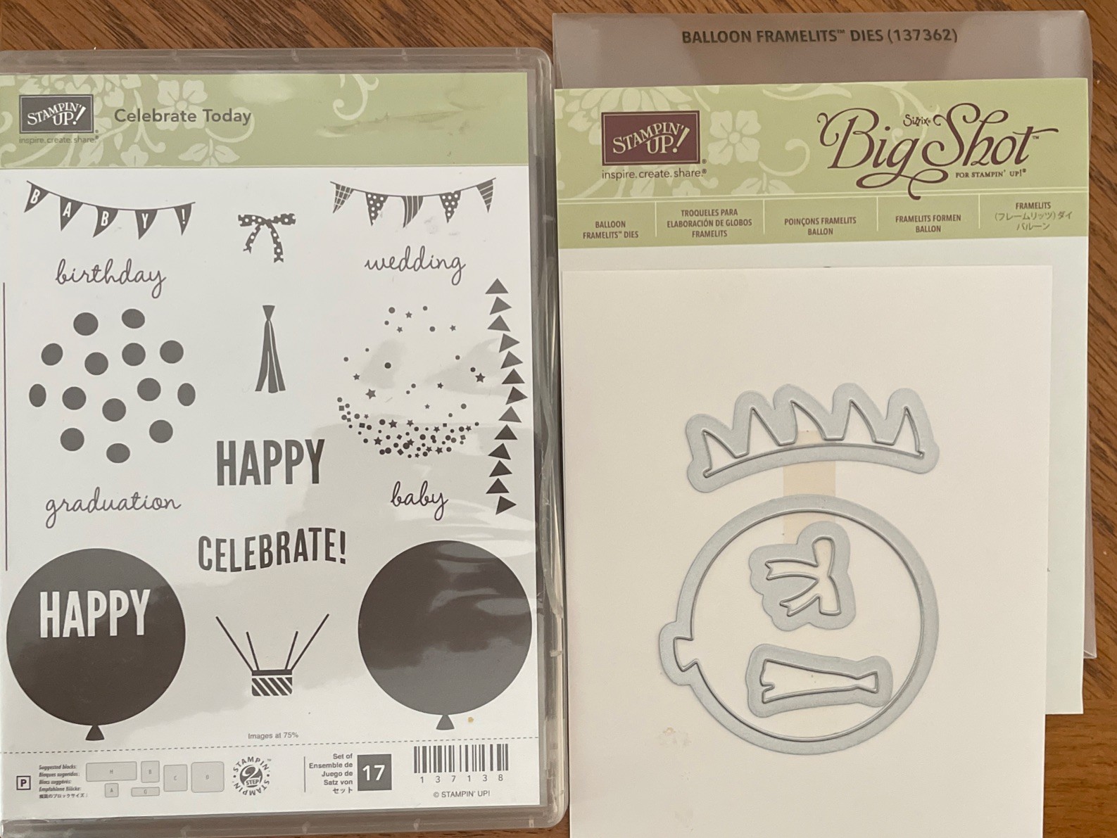 Stampin' Up! Celebrate Today Stamps 137138 & Balloon Dies 137362 Bundle — NEW