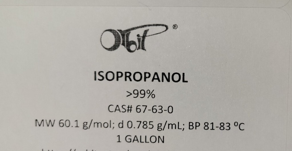 ISOPROPYL ALCOHOL (2 GALLONS) ISOPROPANOL Solvent DlSlNFECTANT SANlTlZER