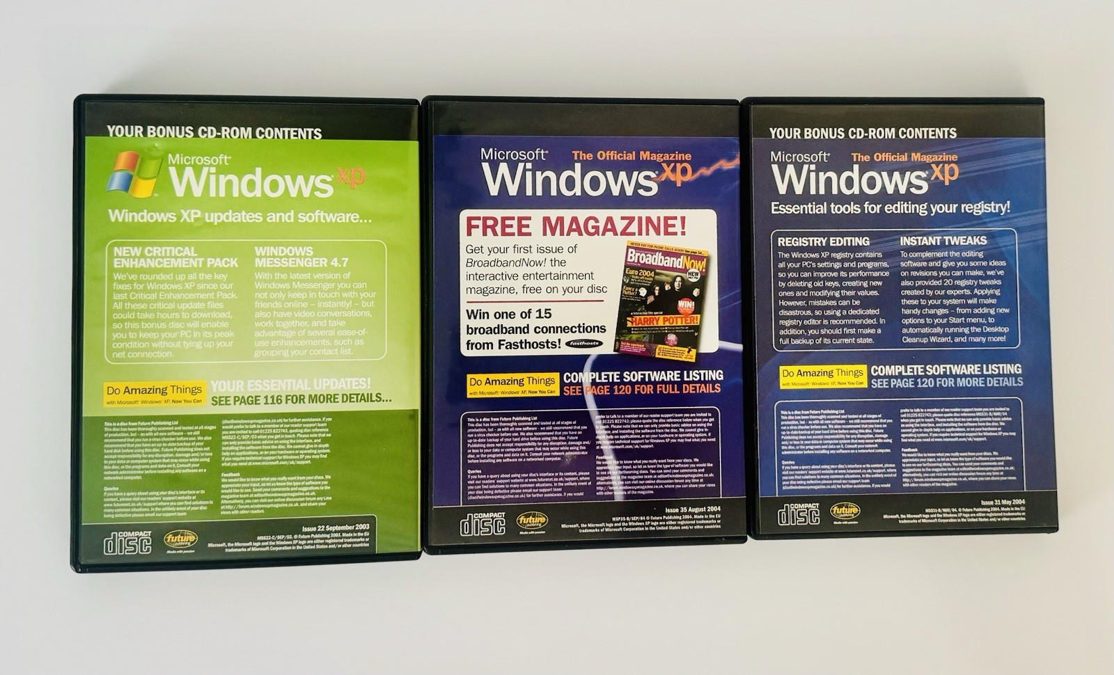 Windows XP Software Lot 3 PC CD-ROM Registry Crash Critical Packs