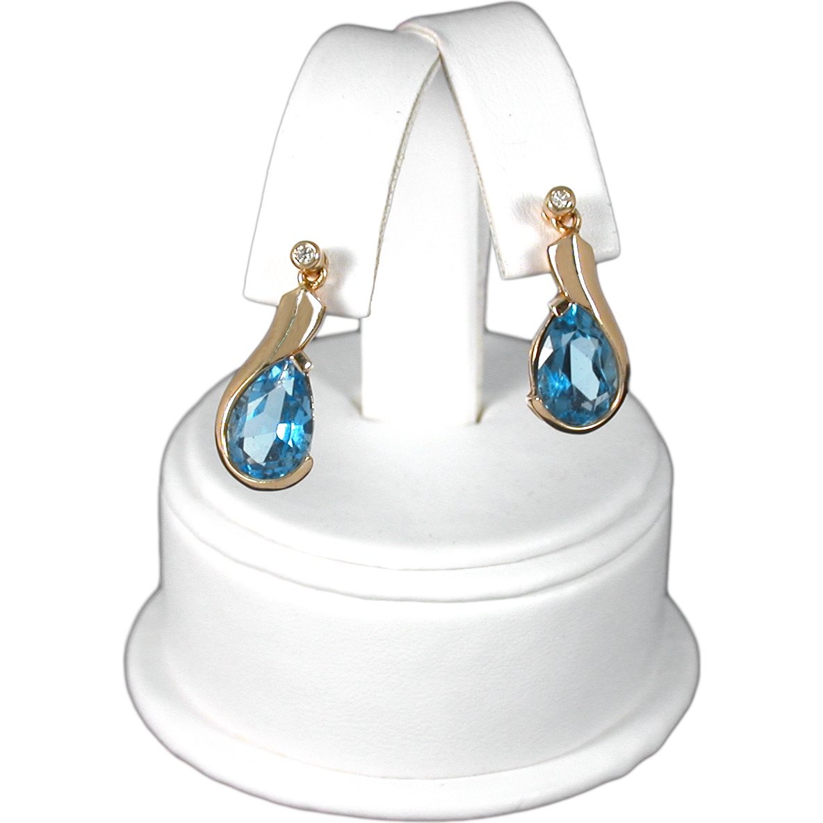White Faux Leather Earring Jewelry Display Counter Stand 2 1/2" x 3 1/2"