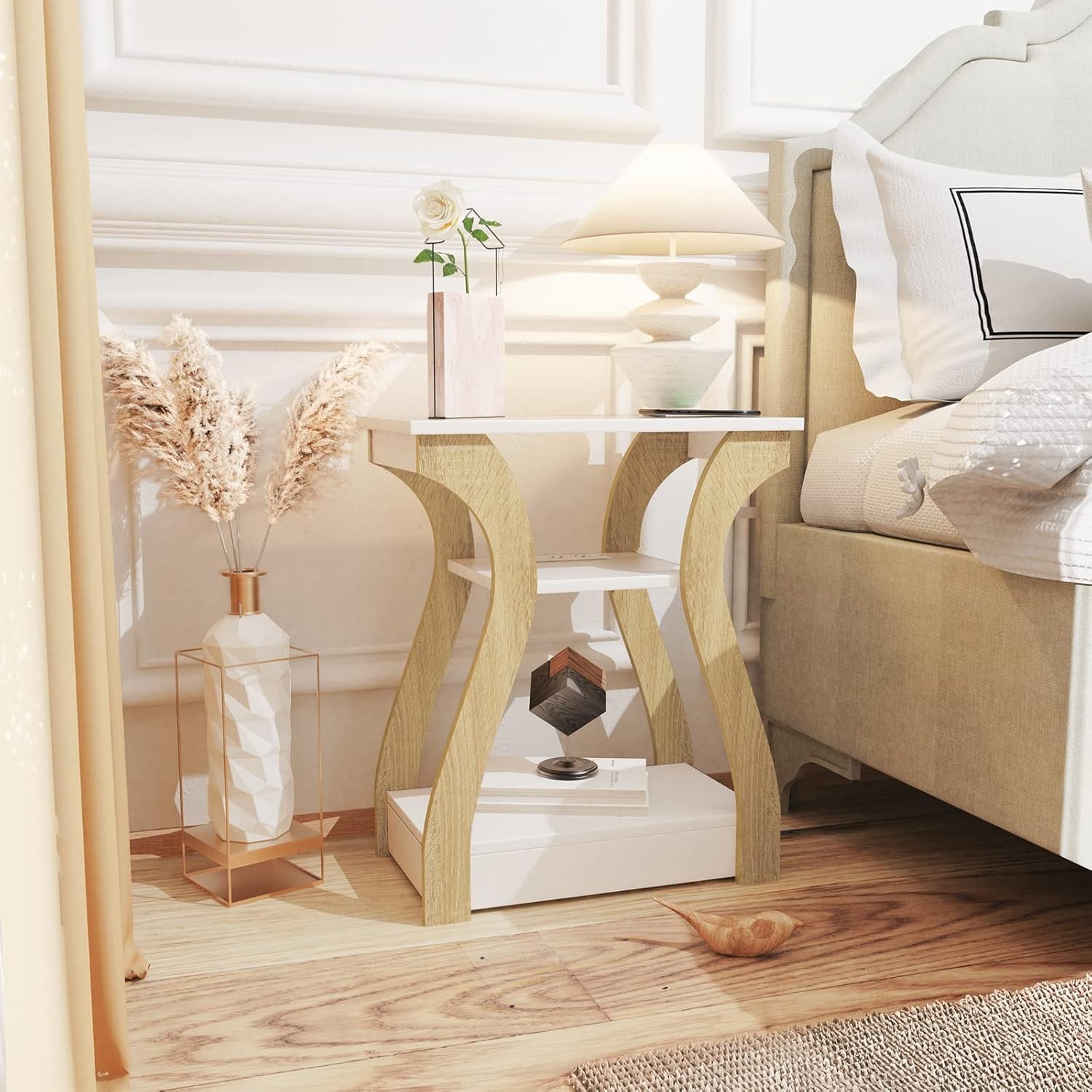 End Table W/ Charging Station Side Table W/ USB Ports & Outlets Nightstand 3