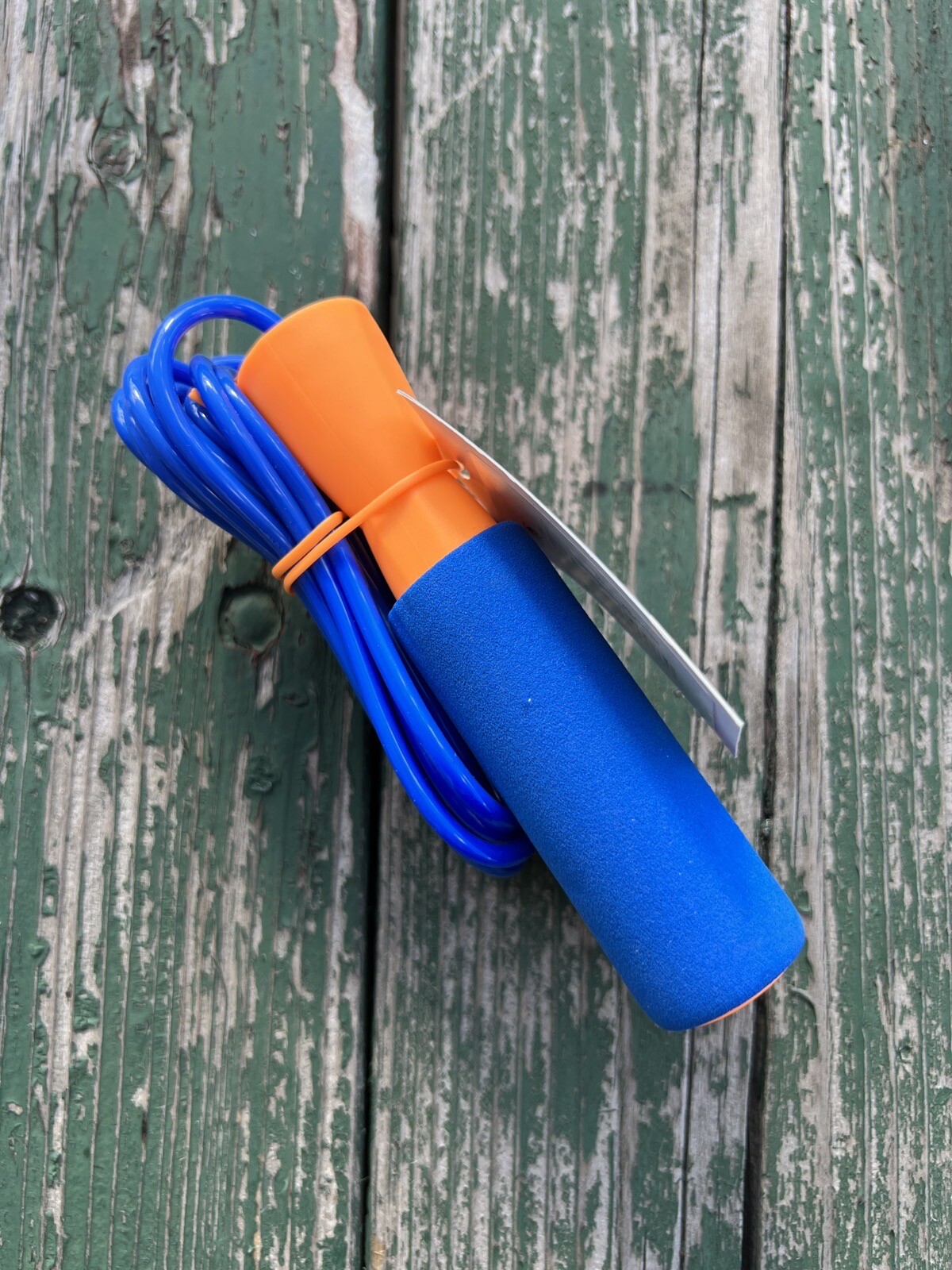 MEGA JUMP Skipping Rope With Soft Foam Handles & Ball Bearing Axle 8ft • Blue