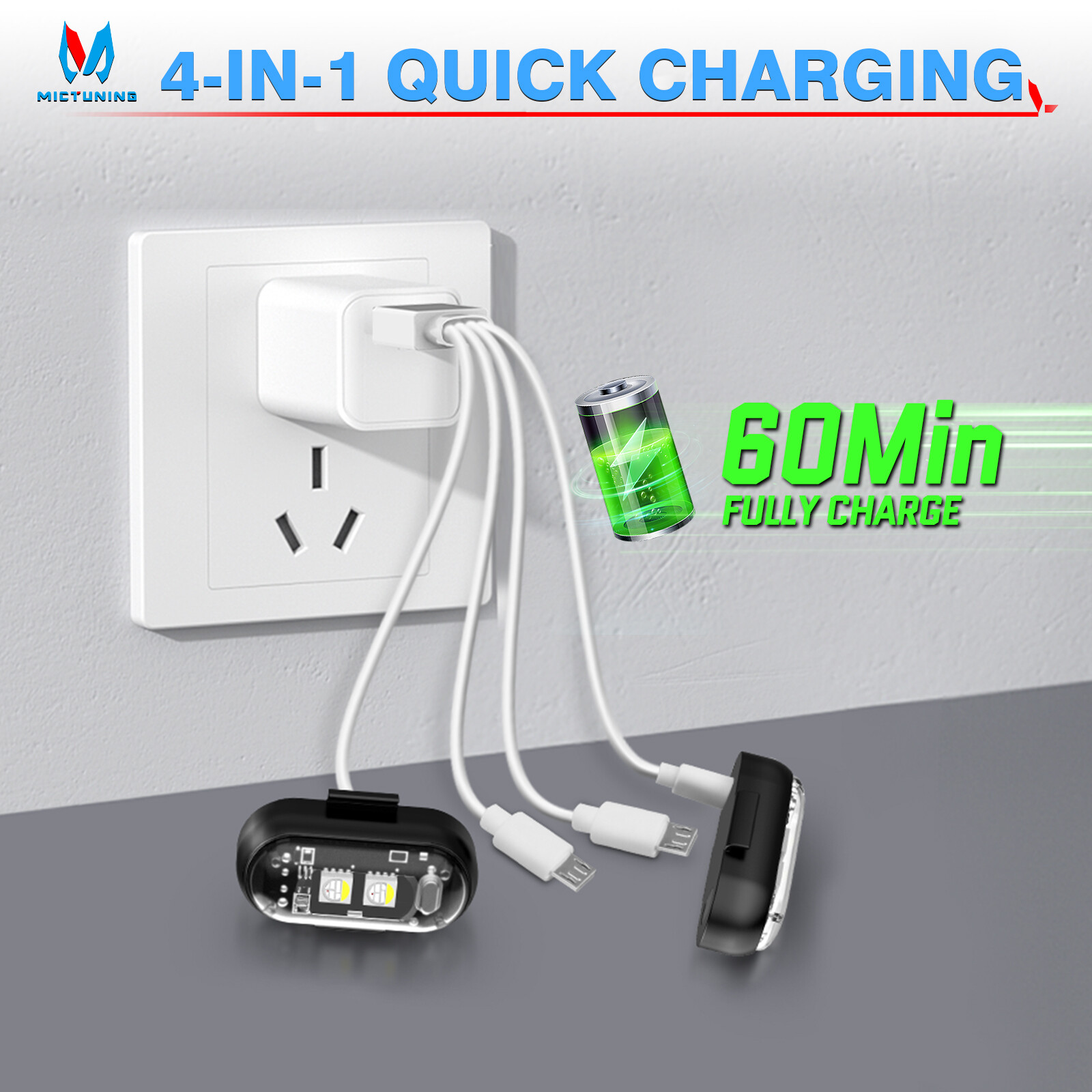Wireless LED Strobe Lights, 12 Pcs USB Rechargeable Warning Lamp, Anti-Collision