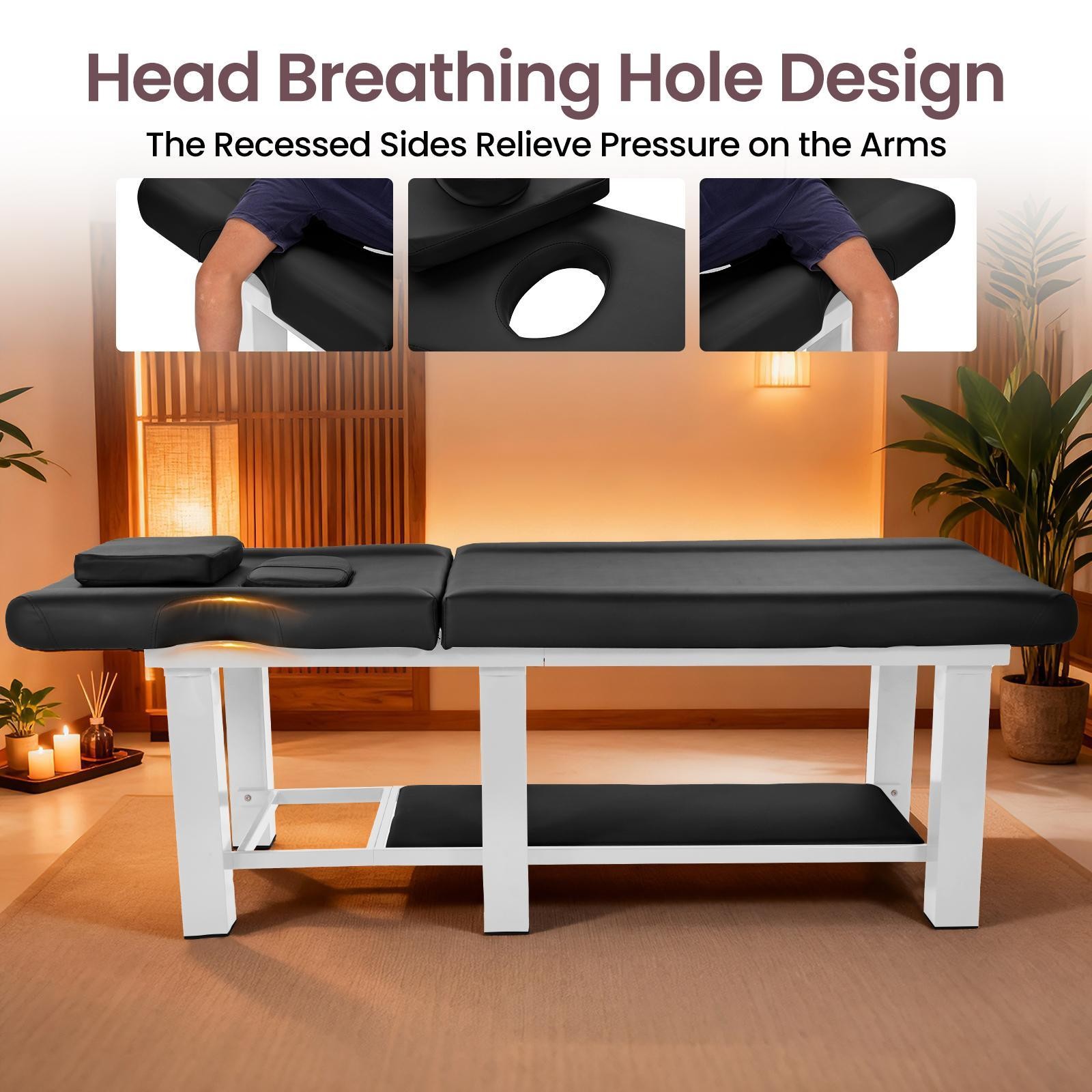 Stationary Massage Table w/ Backrest for Treatment Table Physical Therapy Table