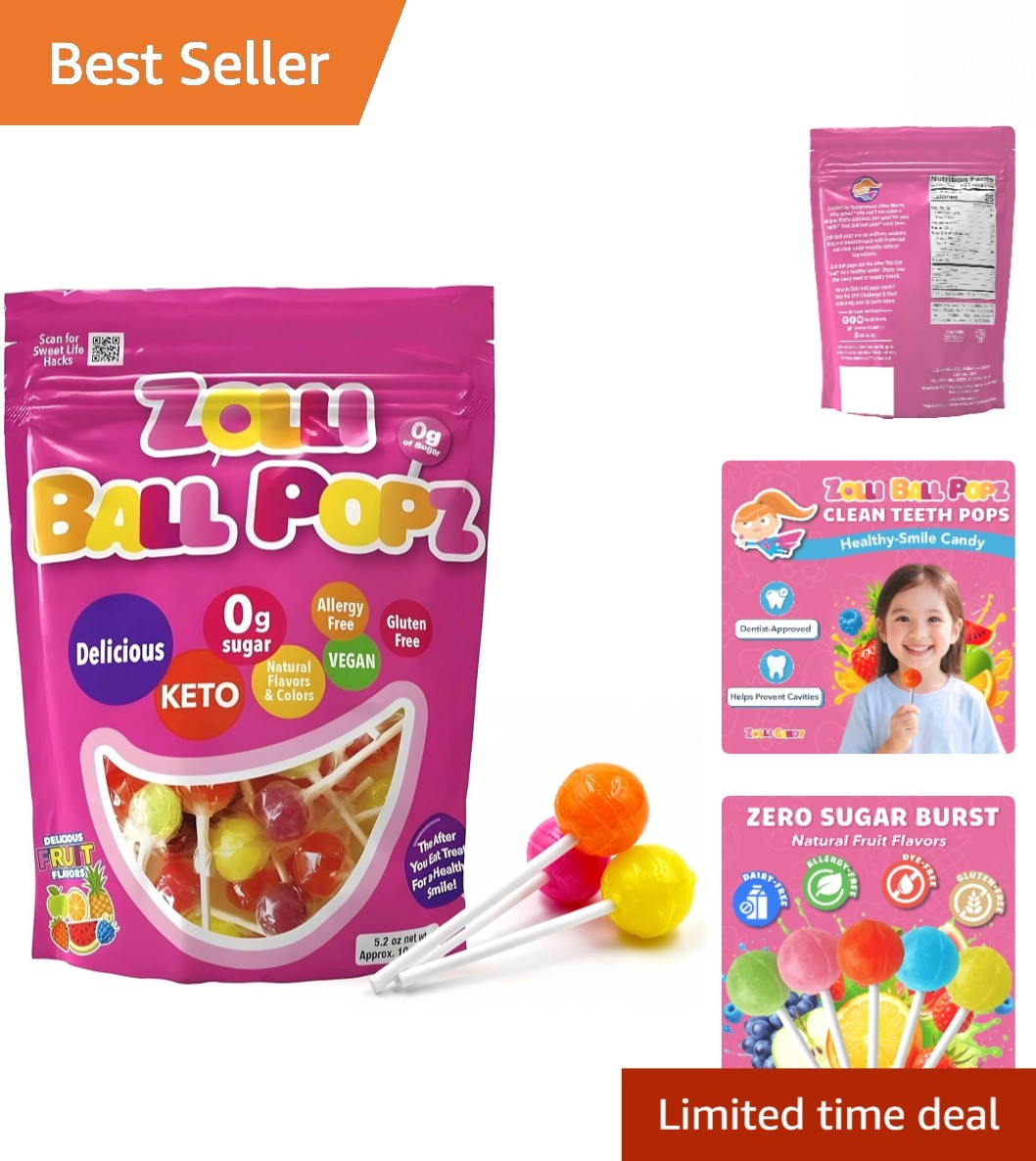 Healthy Zolli Clean Teeth Pops - 12 Sugar-Free Assorted Fruit Lollipops, 5.2 Oz