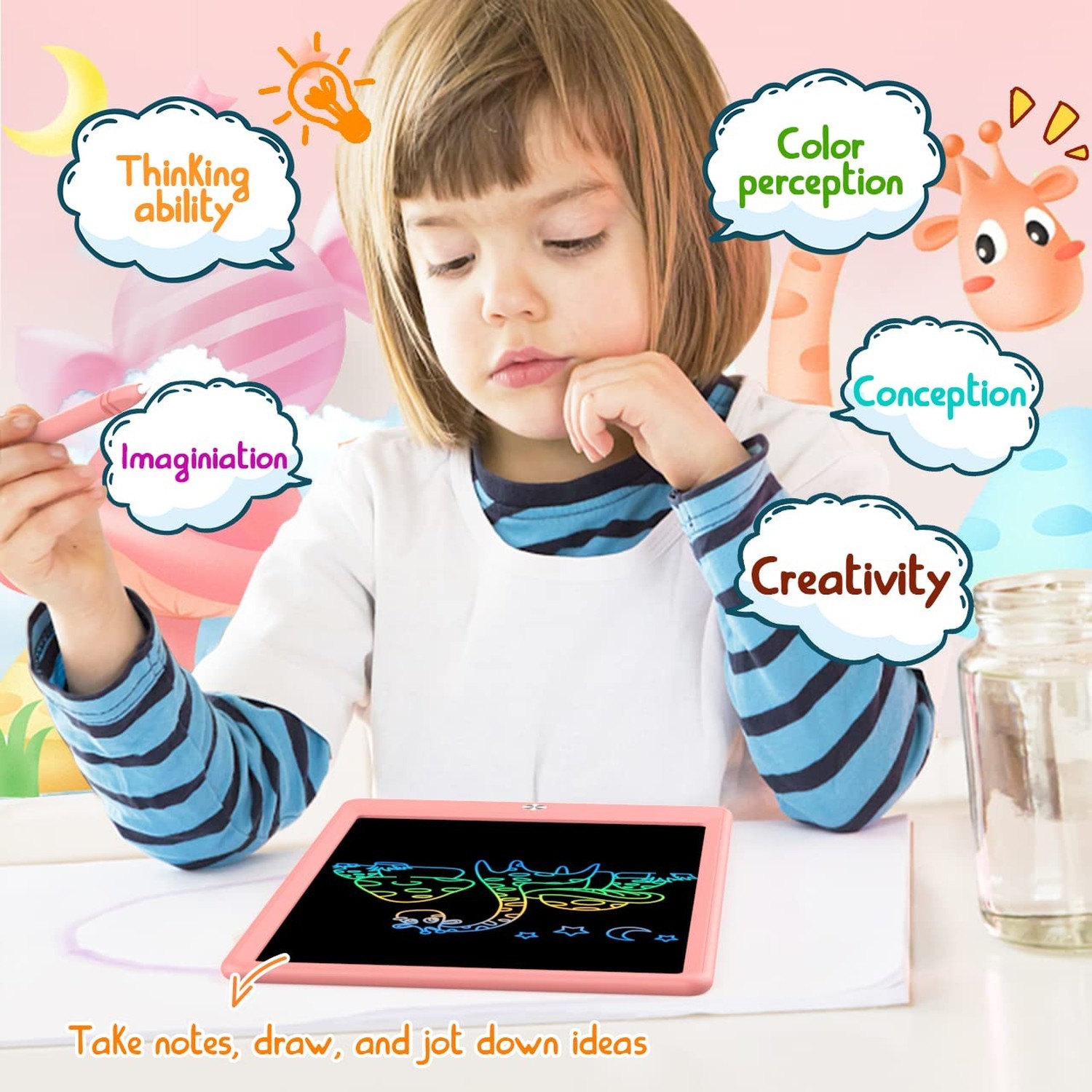 LCD Writing Tablet Doodle Board, Colorful Drawing Pad, Electronic Drawing Tab...