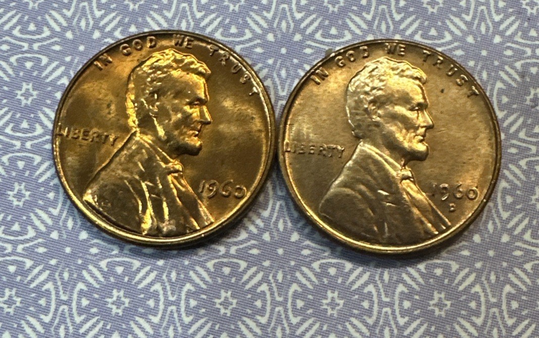 1960D Small Date 1960P Large Date -Lincoln Memorial Cents Choice  (2 COIN SET)