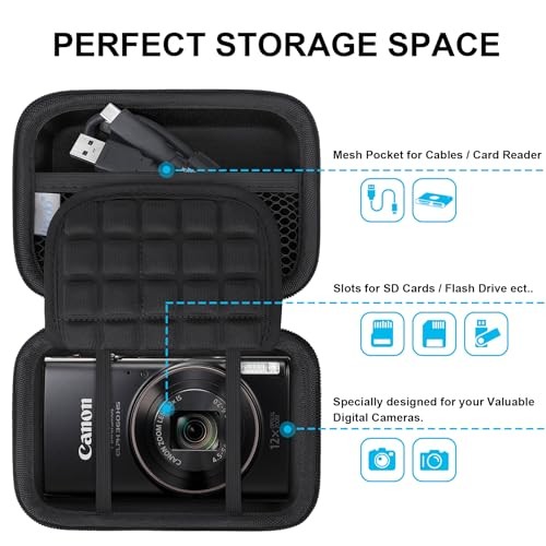 Camera Carrying Case for Canon PowerShot ELPH Black+Black