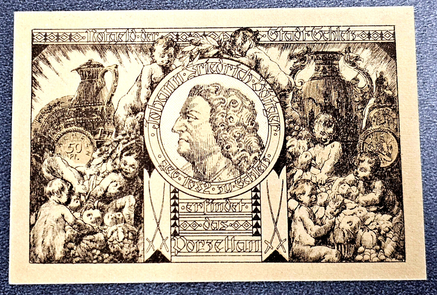 SCHLEIZ NOTGELD 50 PFENNIG 1921 EMERGENCY MONEY GERMANY BANKNOTE (33956)