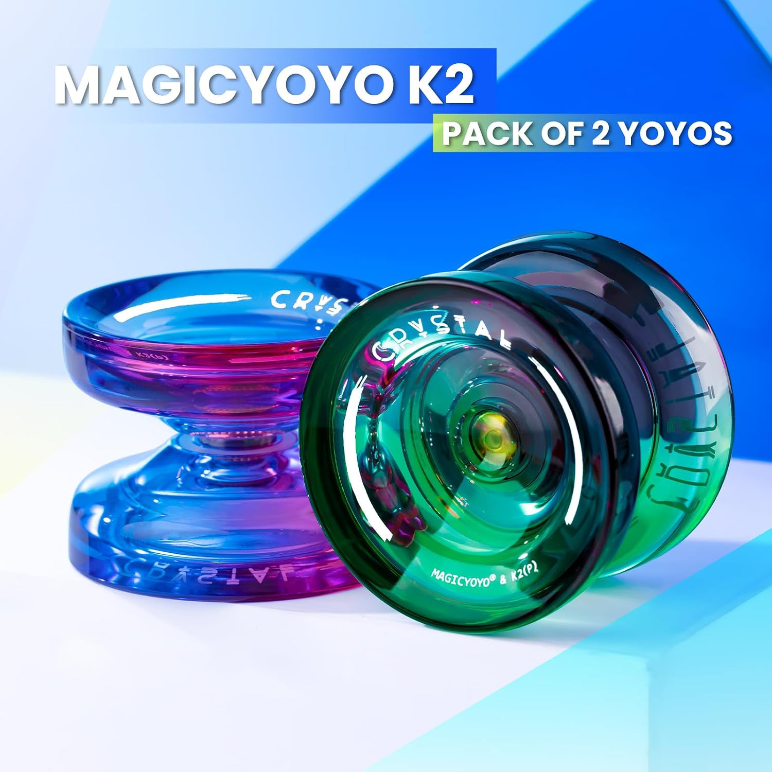 K2 Professional Yoyo Set - 2 Pack Dual Mode with 12 Strings, Bearing