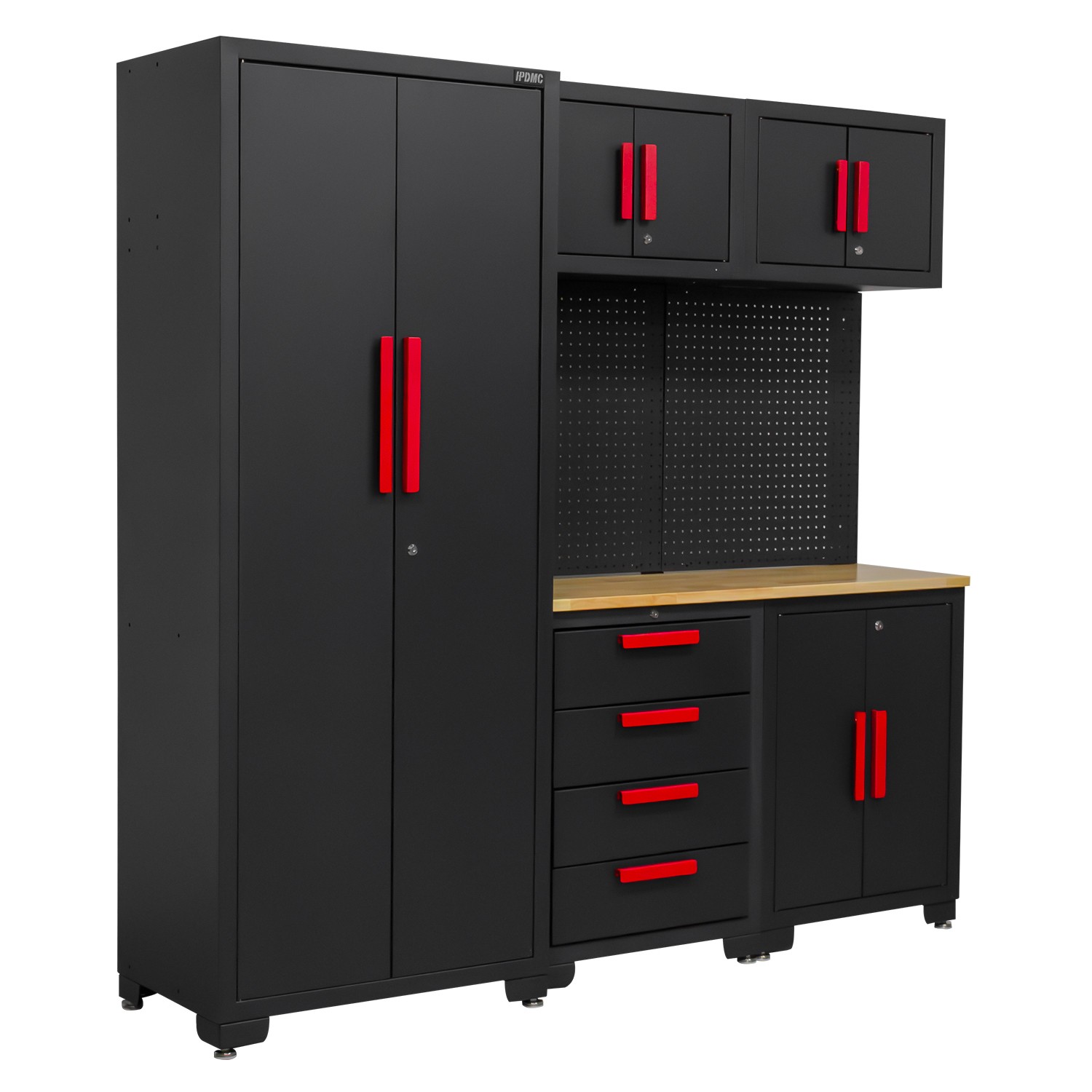 Garage Storage Cabinet System -Corner Cabinet,Cabinet Drawers,Workbench,Pegboard