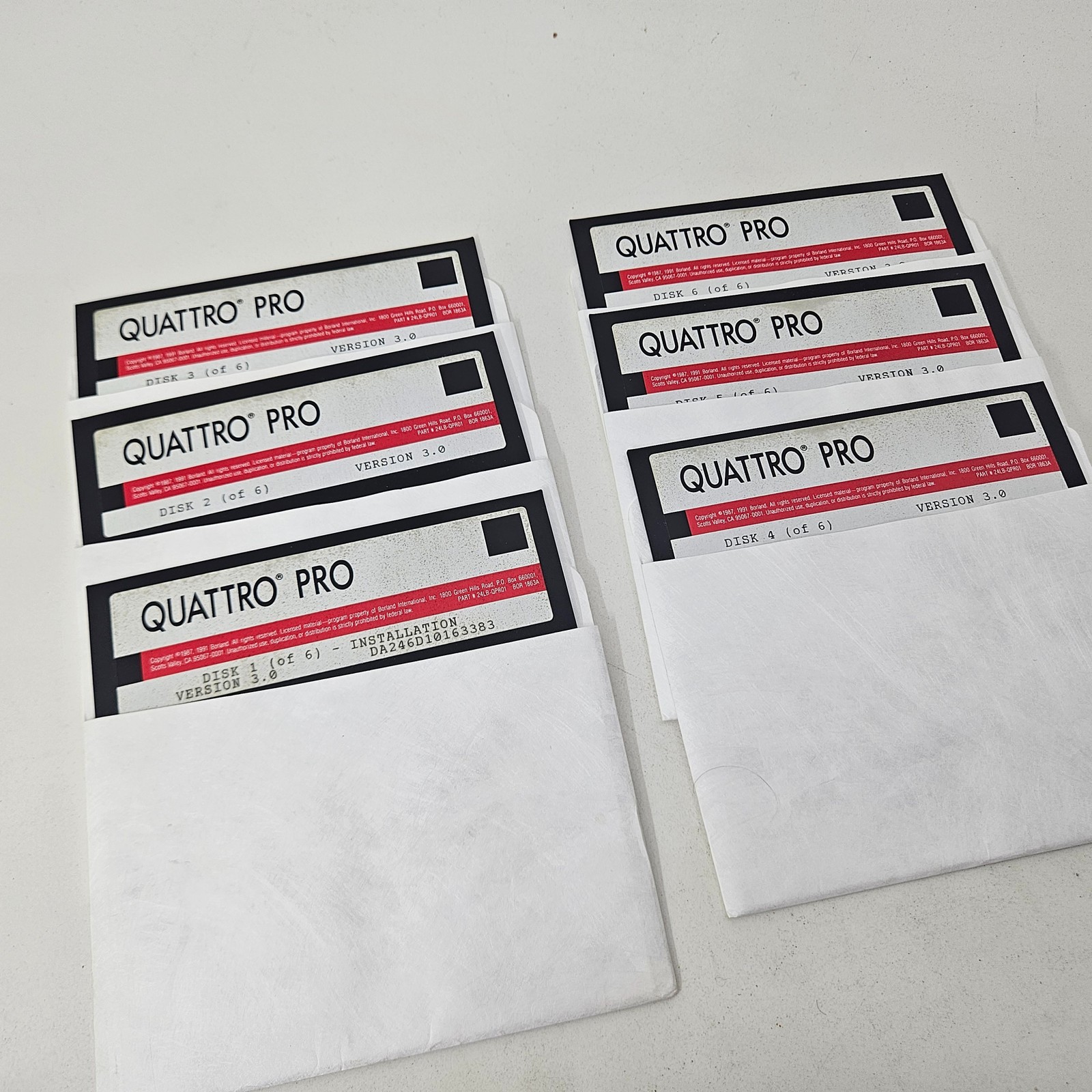 Borland Quattro Pro Version 3.0 Spreadsheet Software 5.25" Floppy Disks (6-Disk