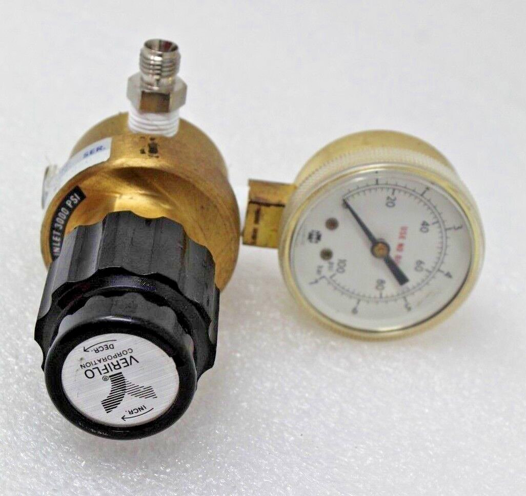Parker Veriflo IR4B-100-GSD Brass Regulator w/ Gauge USG ,4 Port