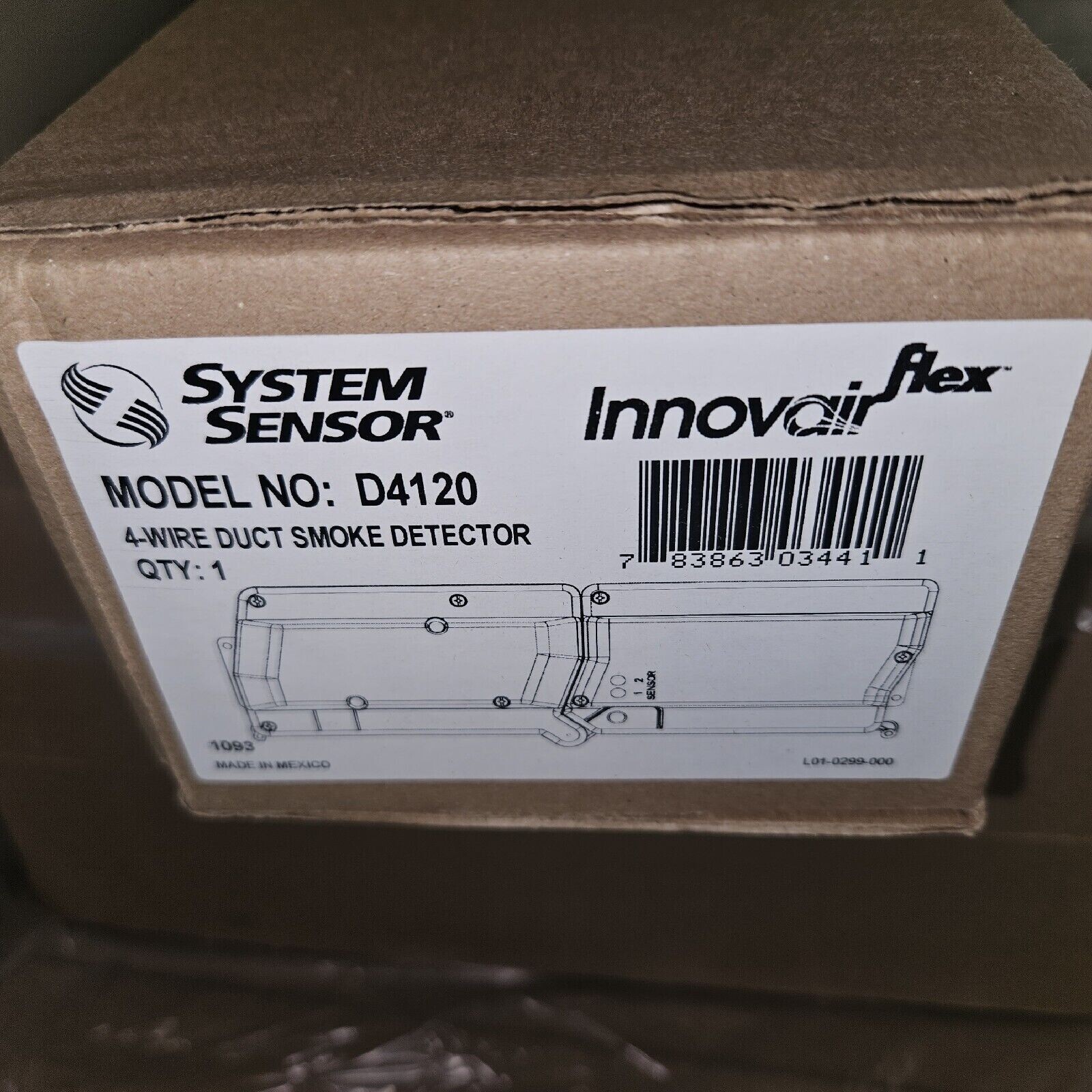 System Sensor D4120 4 Wire Photoelectric Duct Smoke Detector