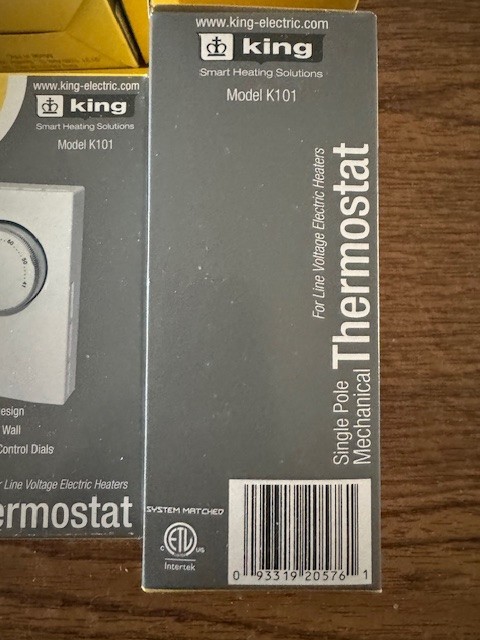 King Electric K101 Single Pole Thermostat