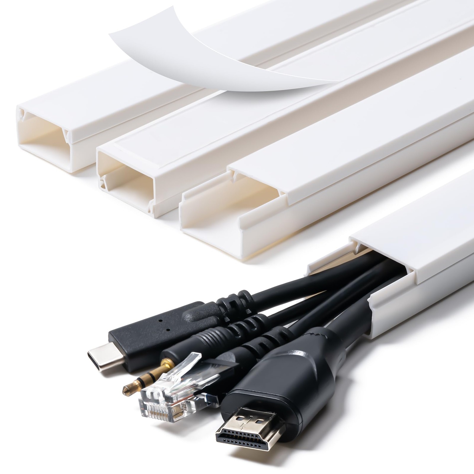 Cord Hider, 58in Cable Covers for L×0.96in W×0.58in H, White