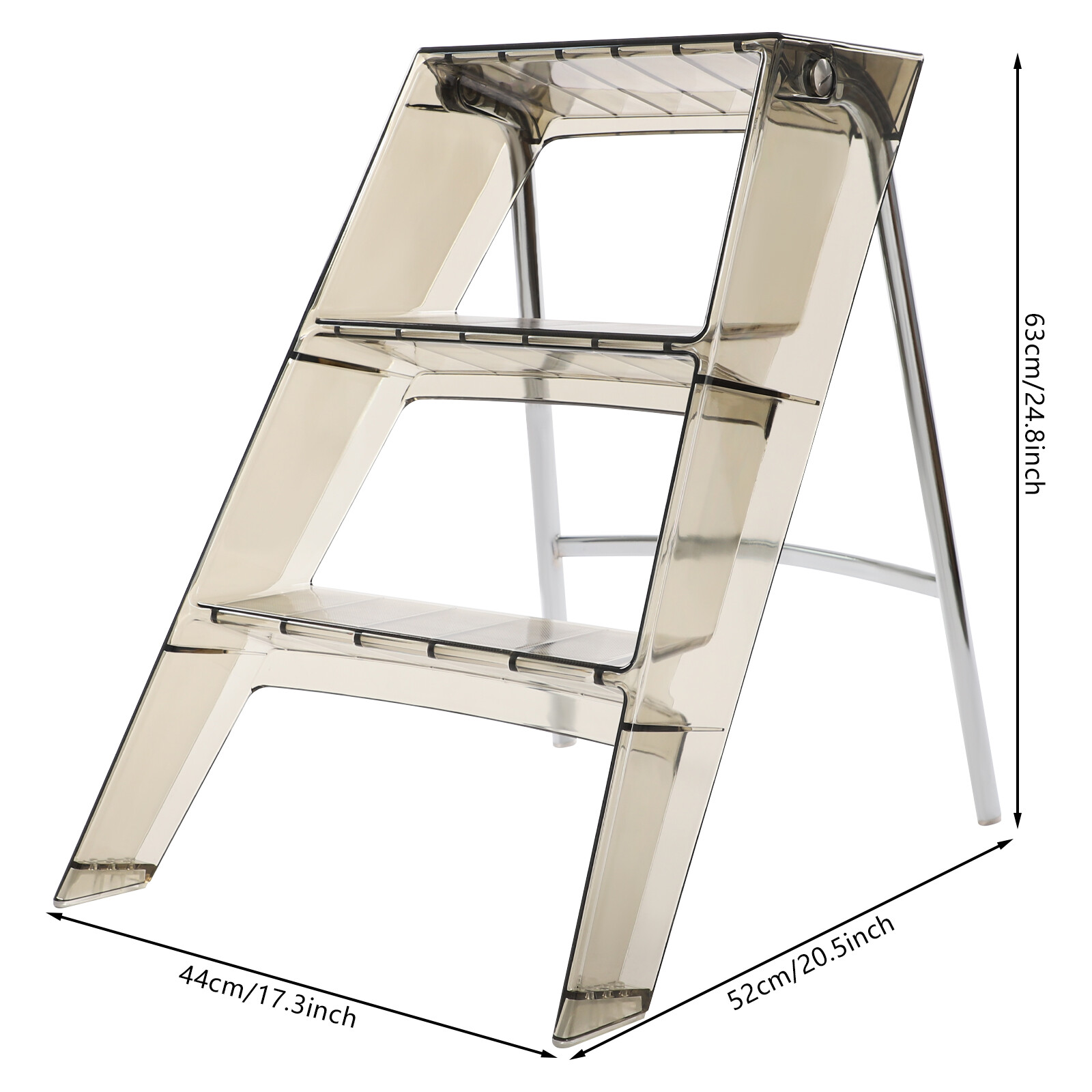 3 Step Ladder Folding Step Stool Modern Folding Step Stool for Adults 44*52*63cm