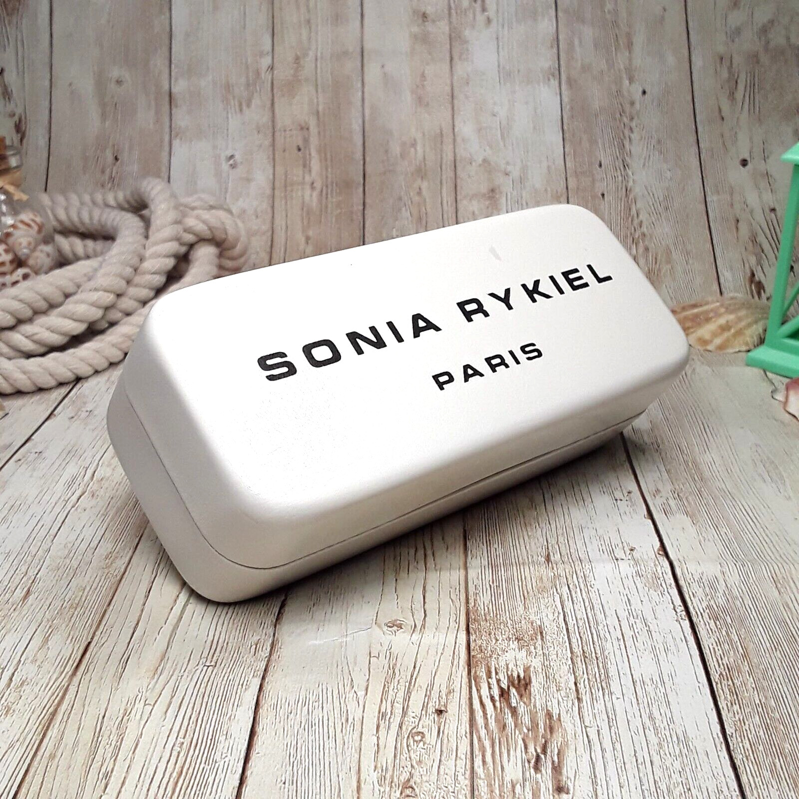 Sonia Rykiel Paris Eyeglass Sunglass White Leather Clamshell Hard CASE ONLY