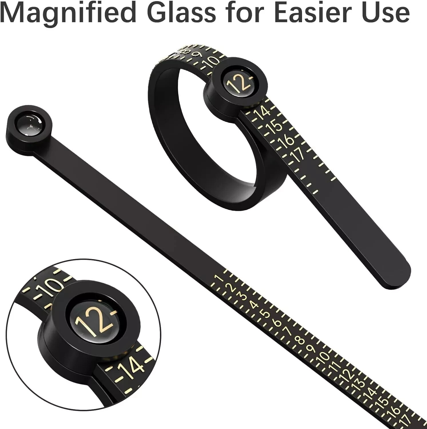 Magnifier Ring Sizer 1-17 Measuring Jewelry Sizing Tool, Reusable Finger Size