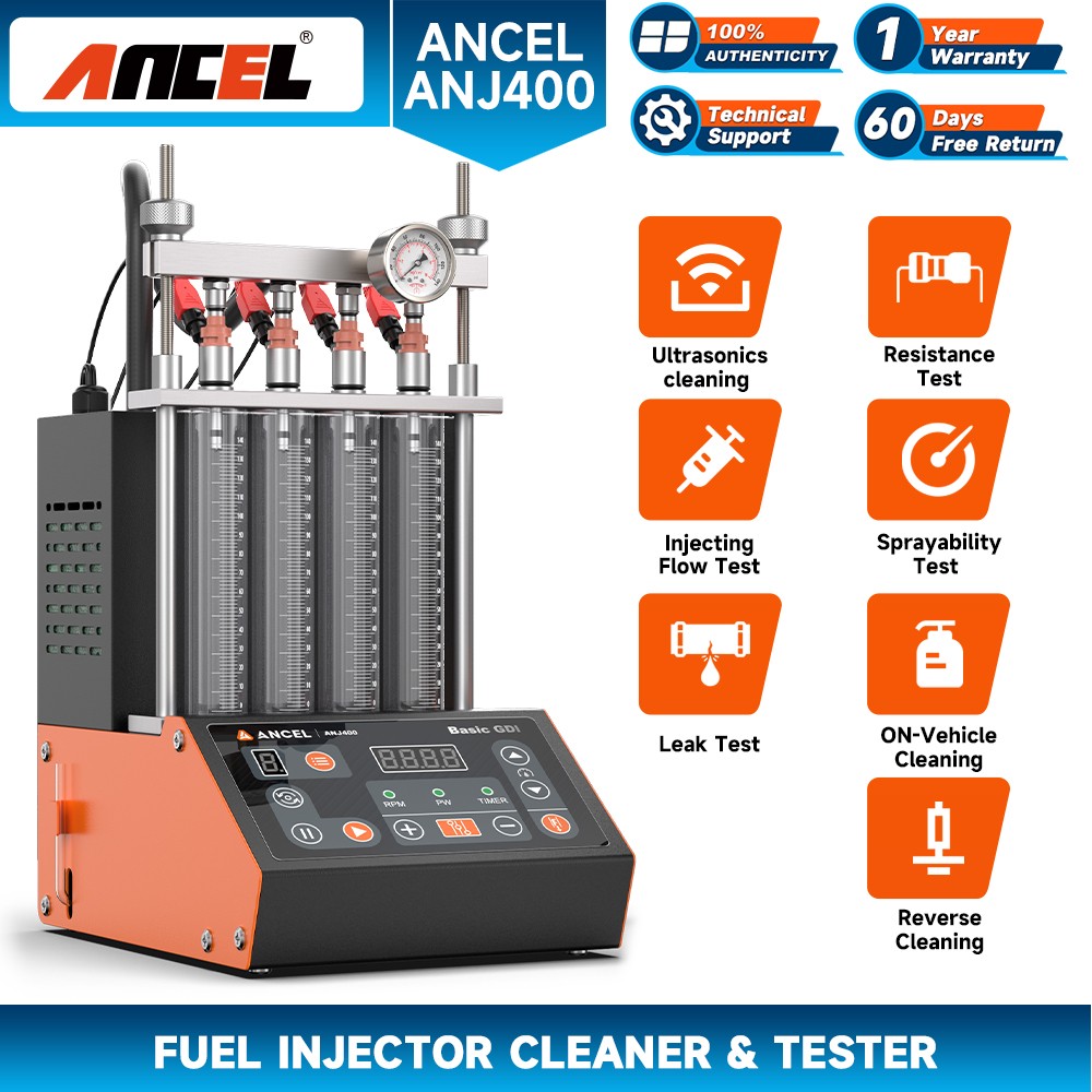 ANCEL ANJ400 GDI EFI FSI Fuel Injector Cleaner Tester Ultrasonic Reverse Flush