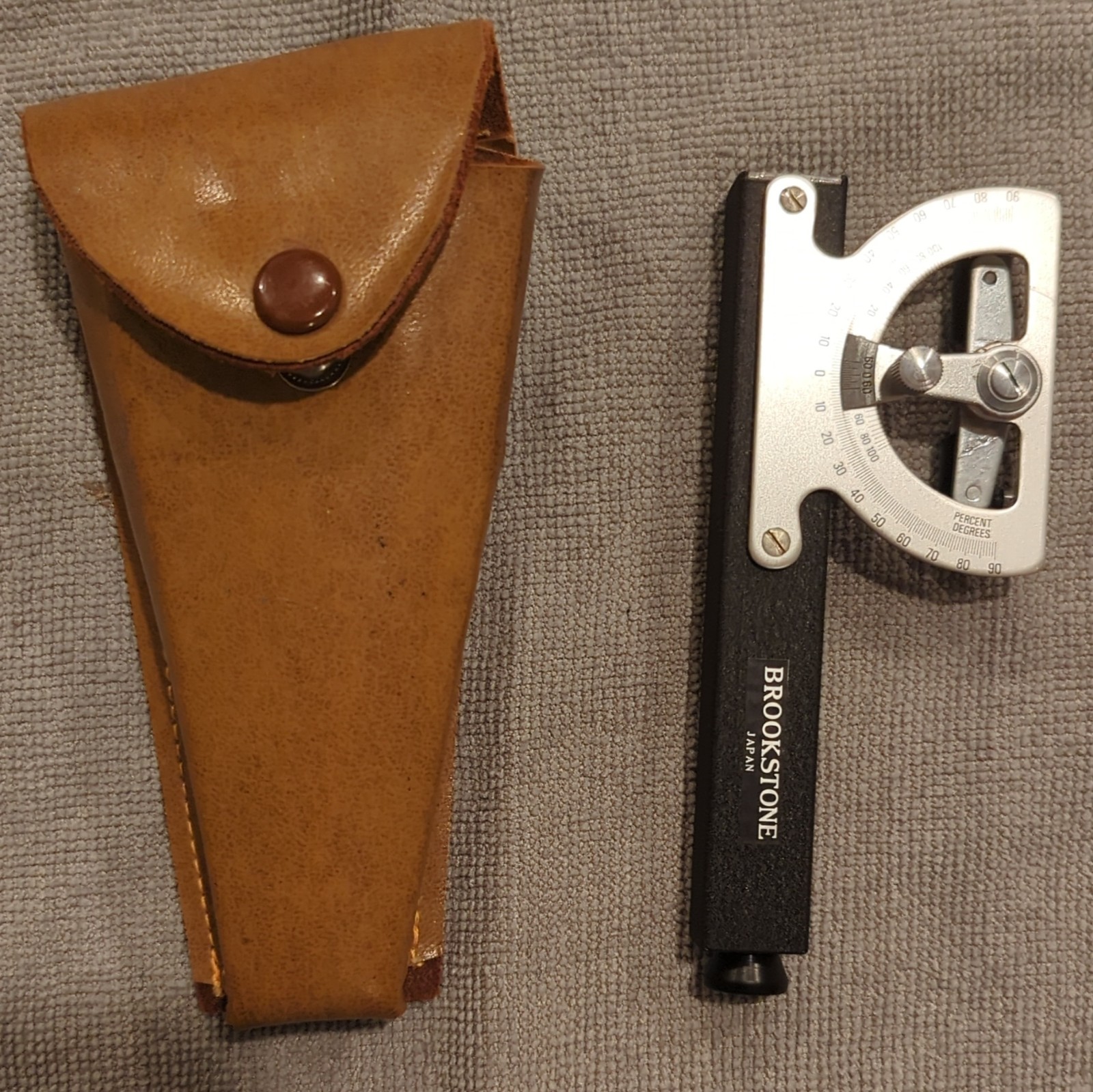Vintage Brookstone Abney Level with leather sheath