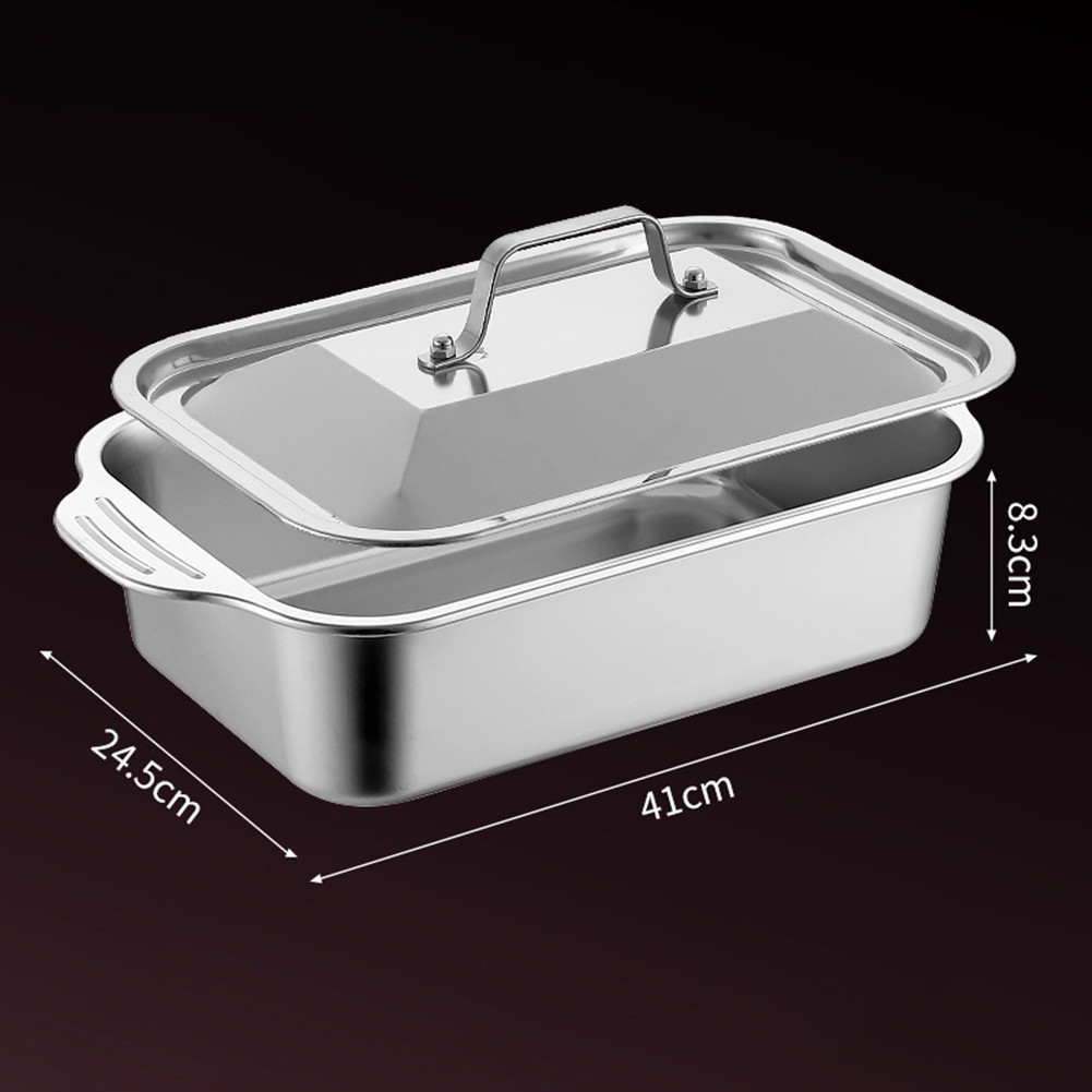 Commercial Grade 18 Inch by 11 Inch Steel Lasagna Pan with Lid and Cool Handles