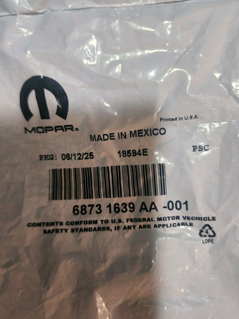 Integrated Key Fob Transmitter - Mopar (68731639AA)