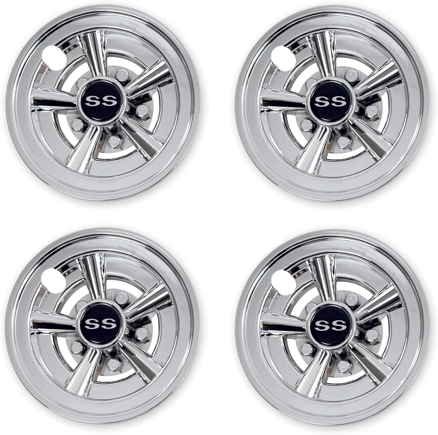 Golf Cart Hubcaps 8 Inch Set of 4, Club 8 inches, chrome - Silver
