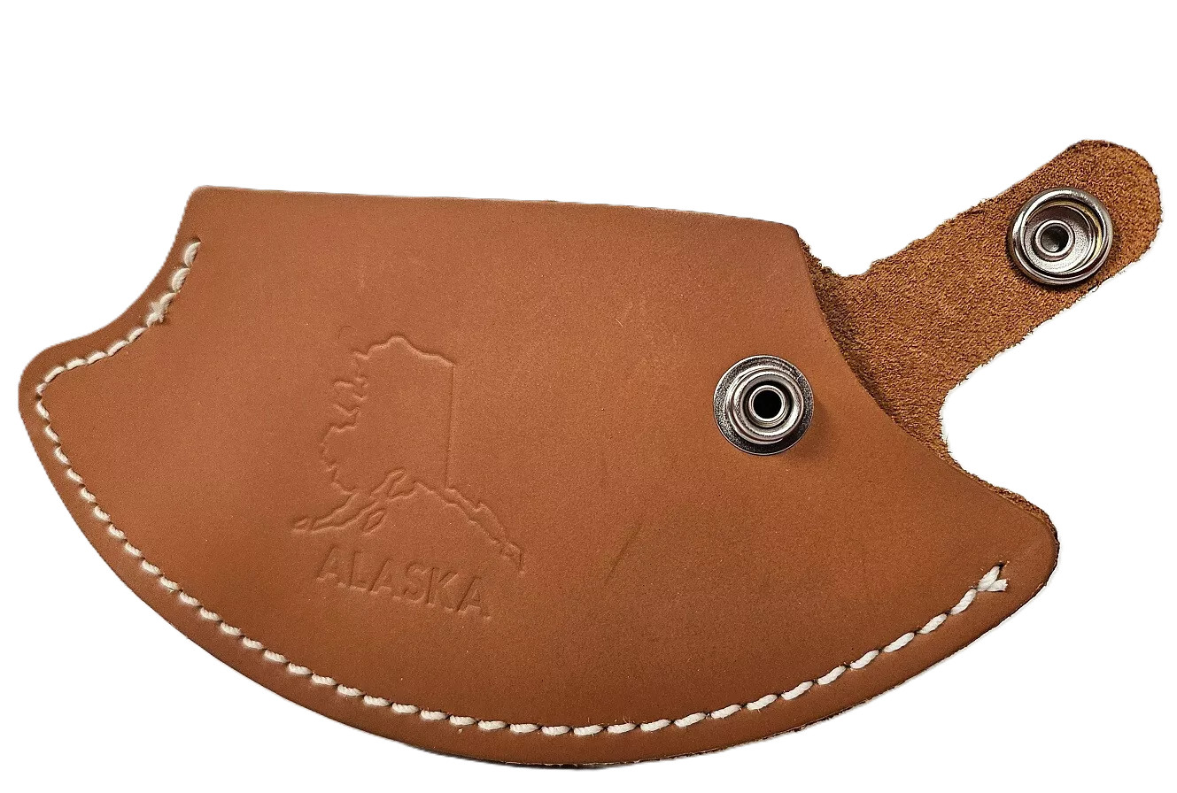 *Alaska* Stamped - Genuine Leather Inupiat Ulu Knife Quality Sheath Light Color