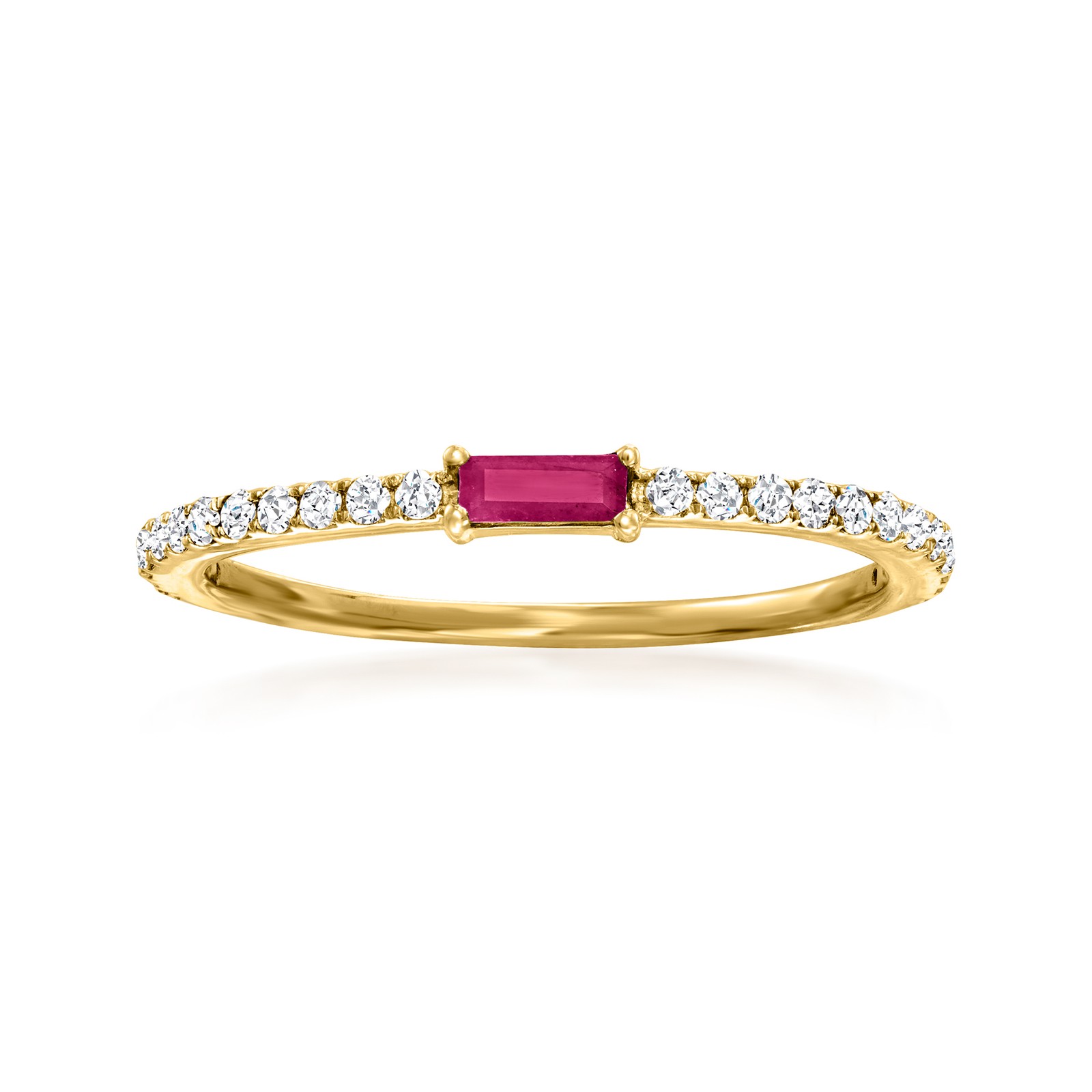 Ross-Simons 0.10 Carat Ruby and .20 ct. t.w. Diamond Ring in 14kt Yellow Gold