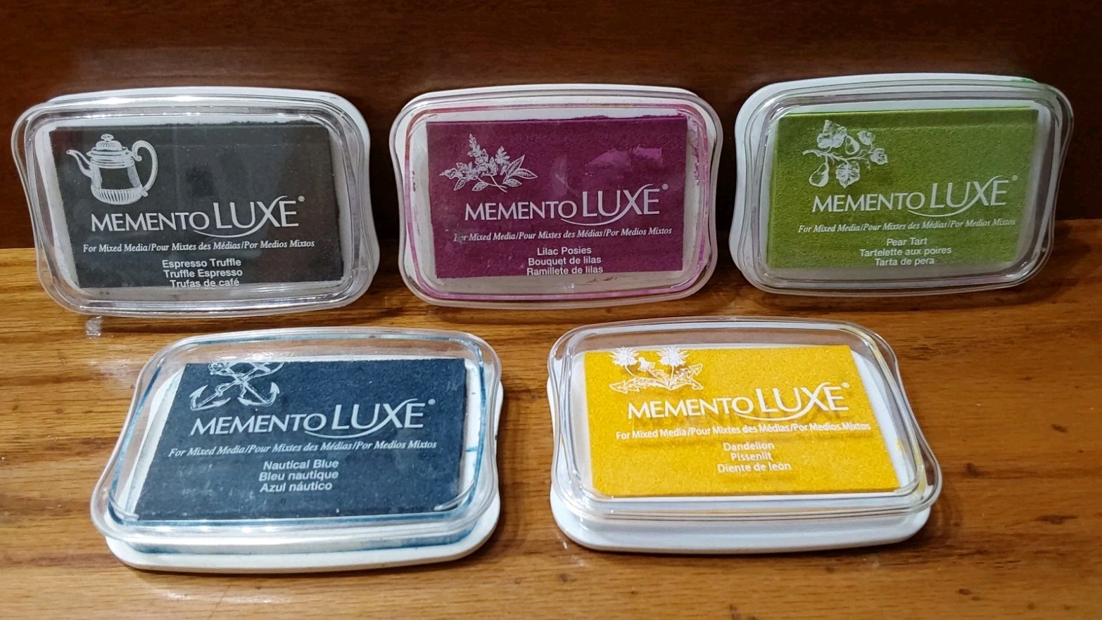 Memento Luxe Mixed Media Ink Pad Lot 5 Crafts Stamping Dandelion Pear Tart