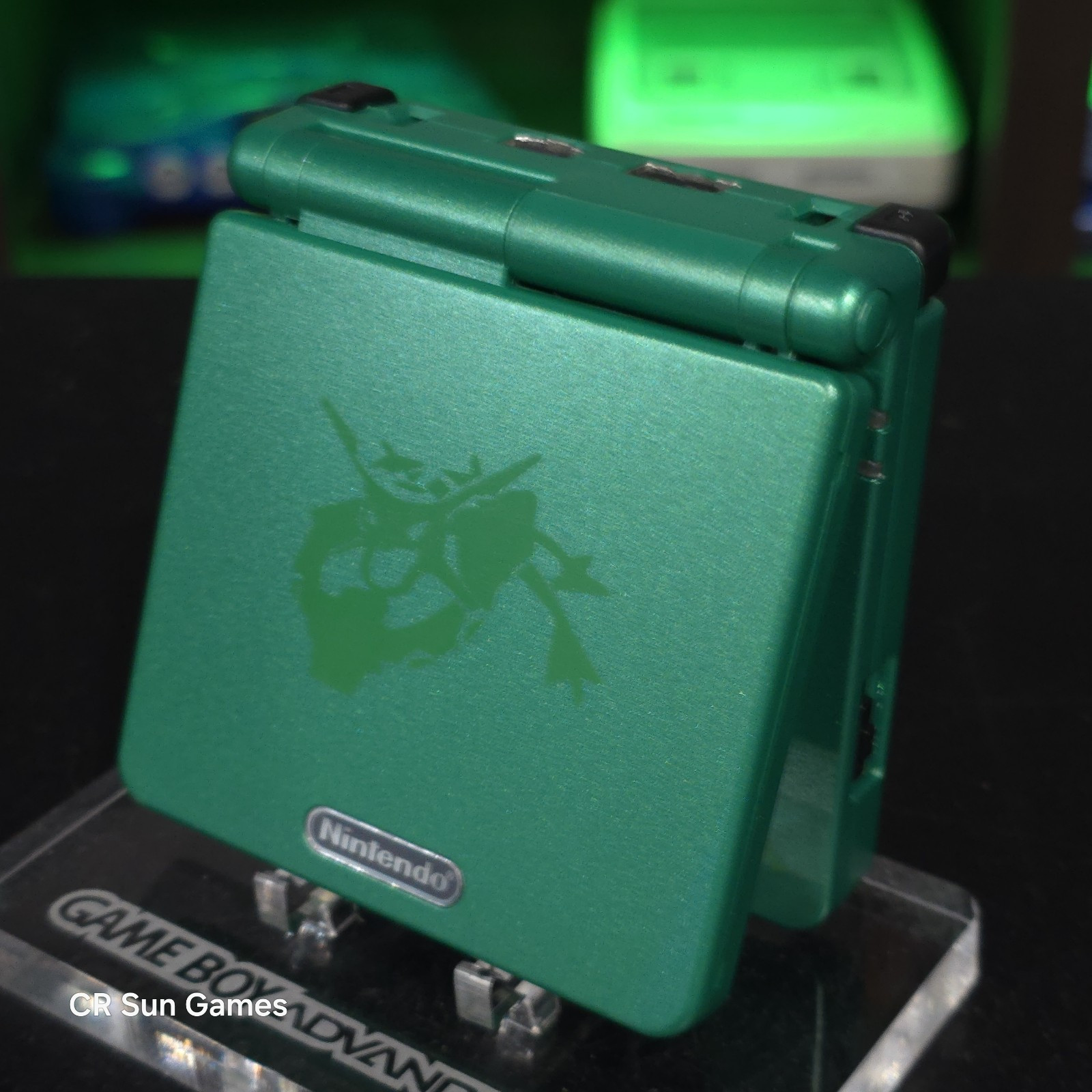 Green Nintendo Game Boy Advance GBA SP IPS MOD Adjustable Brightness - Rayquaza-