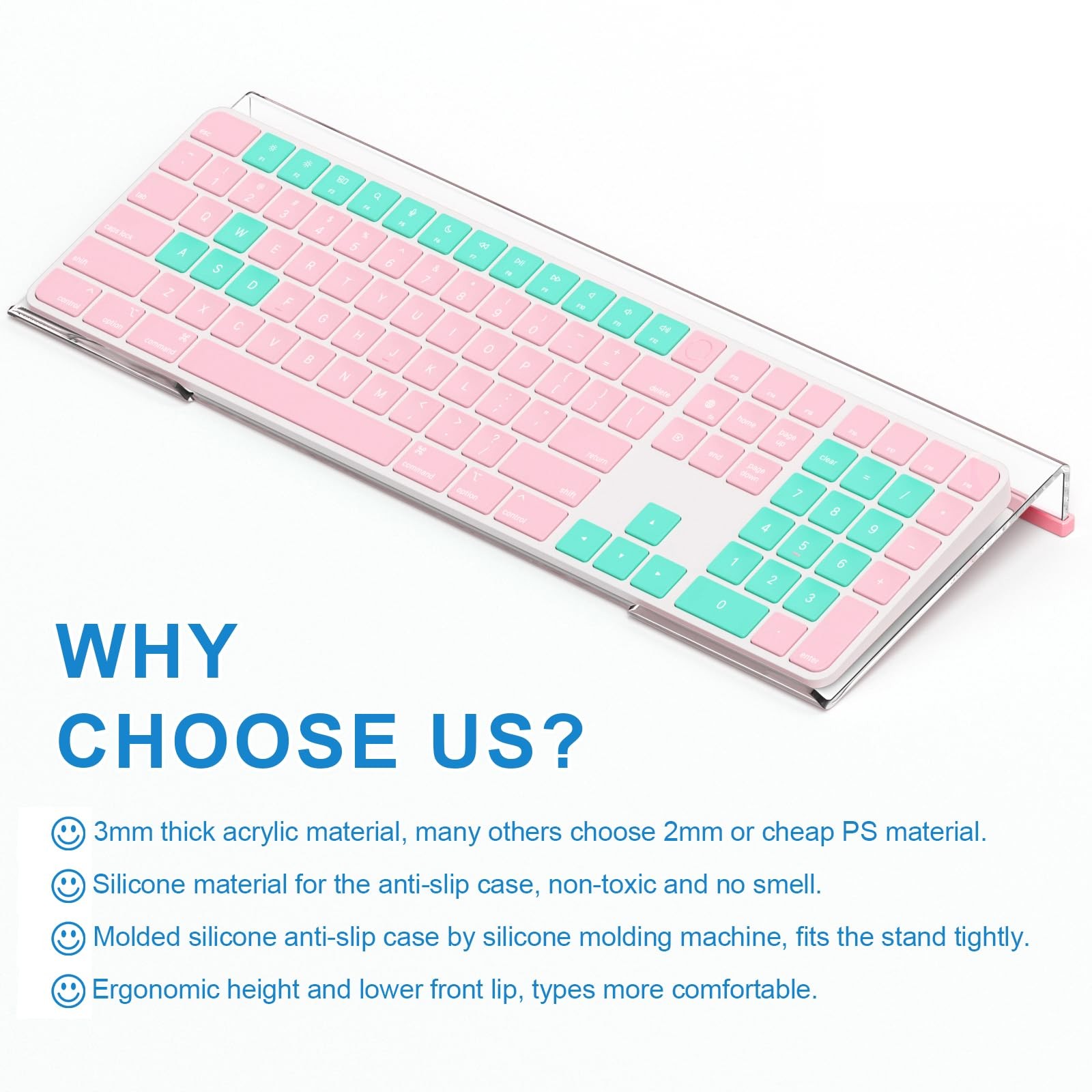 17" Wide Crystal Clear Ergonomic Acrylic Tilted Computer Keyboard Stand