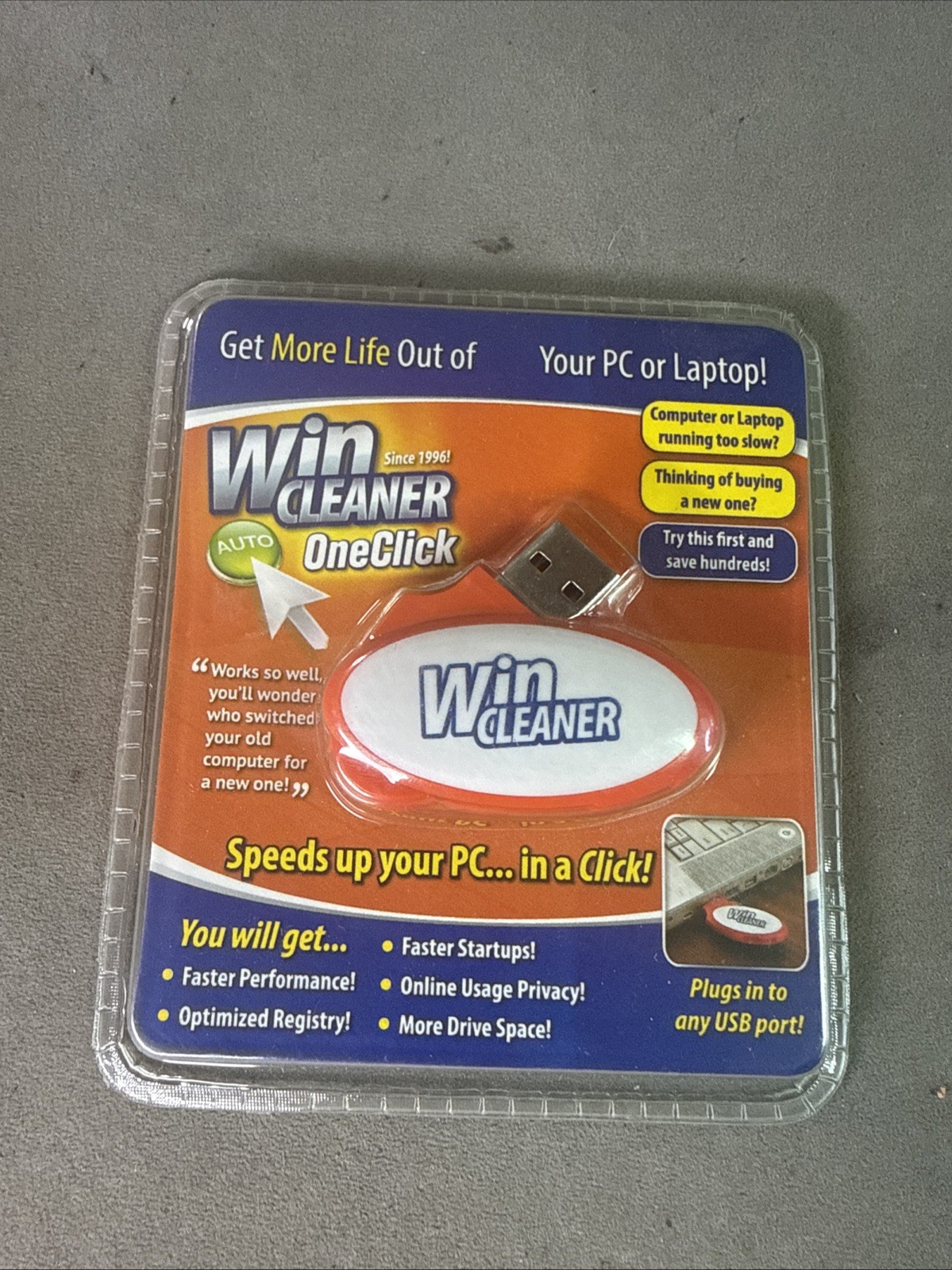 Win Cleaner One Click Professional USB Computer Clean Repair for PC Laptop (NEW)