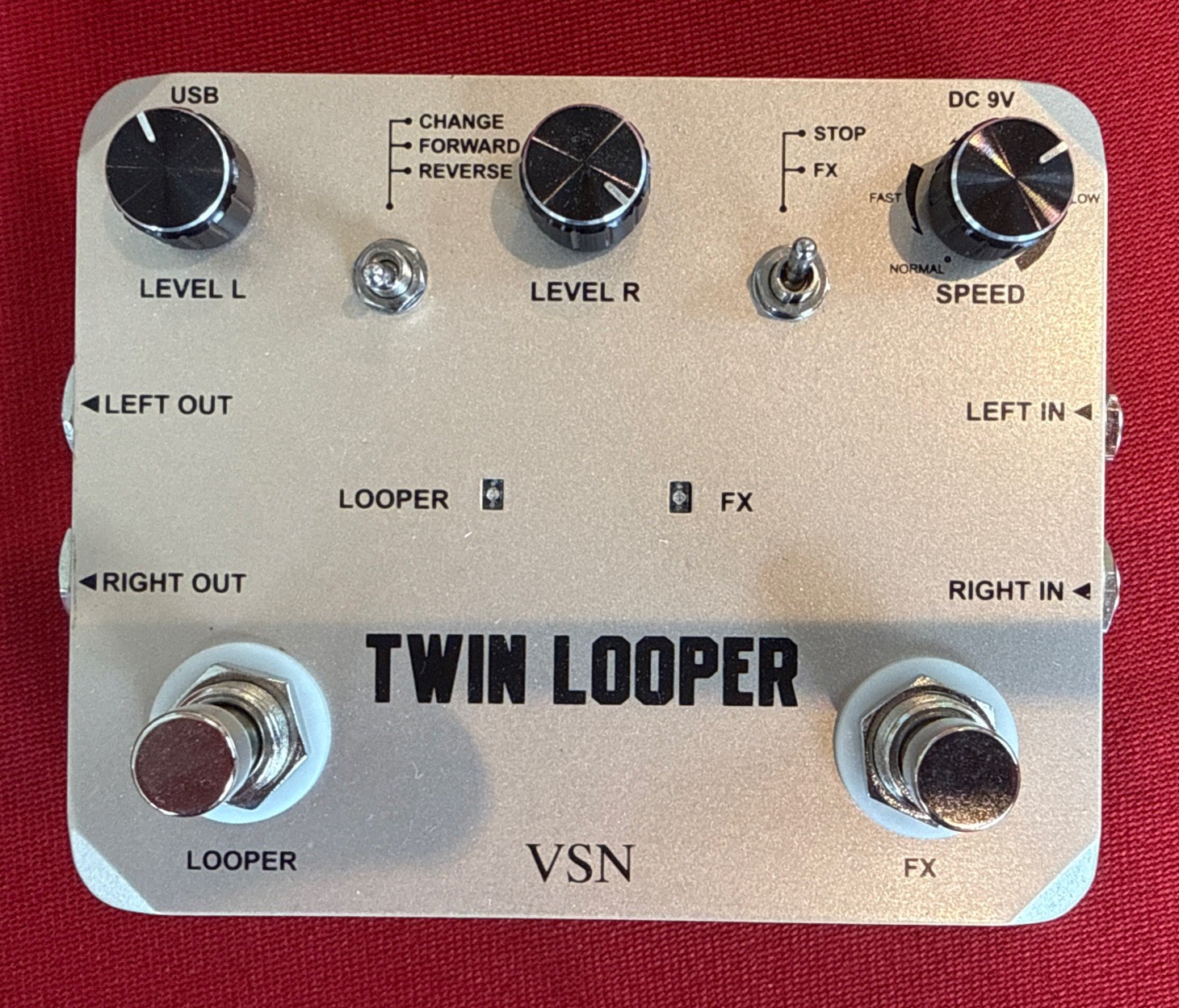 VSN Twin Looper Pedal For Guitar Or Bass Has Reverse - NEW no box - no cables