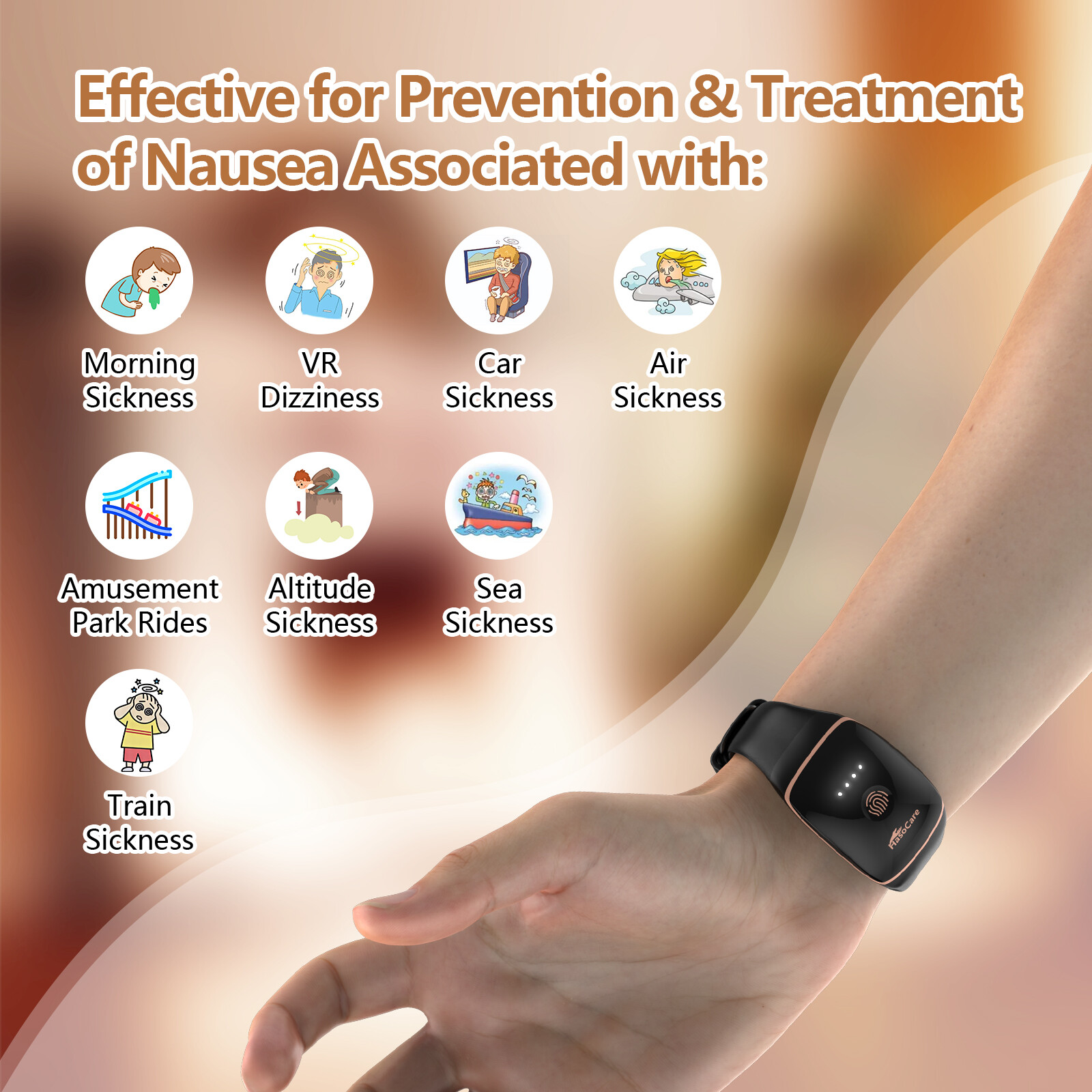 Anti-Nausea Wristband for Motion Sickness ,Travel Dizziness , Sea Vertigo Relief