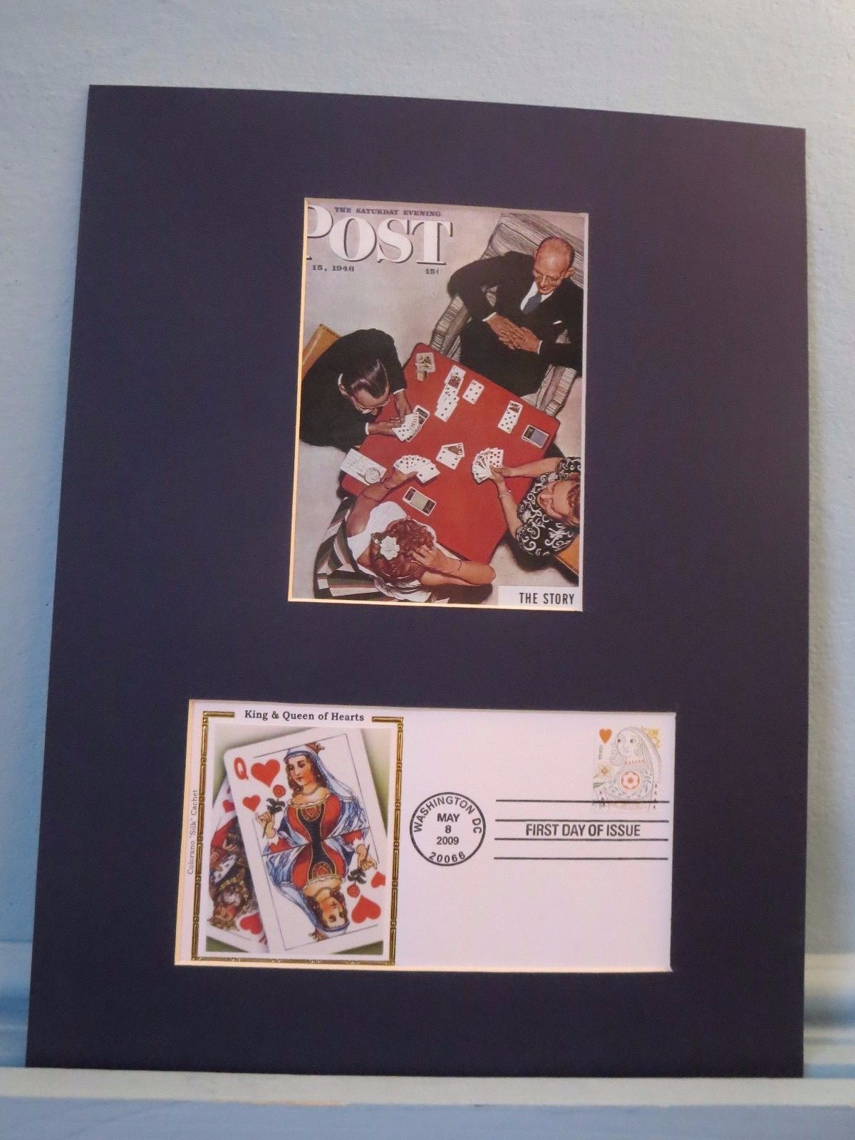 Norman Rockwell - "The Bridge Game" & First Day Cover of King & Queen of hearts