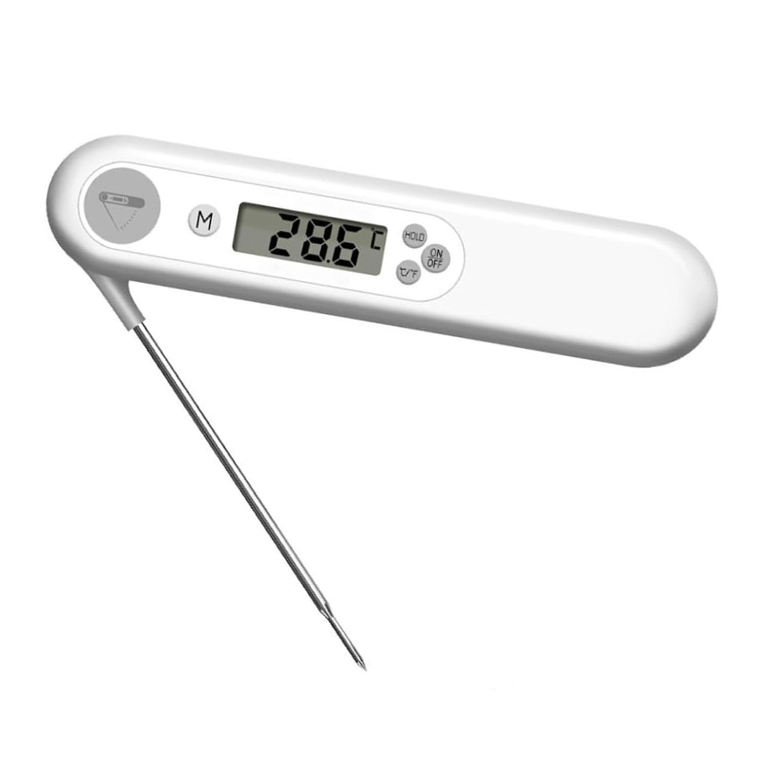 Digital Folding Grill Thermometer with Waterproof Probe and Backlight Instant Re